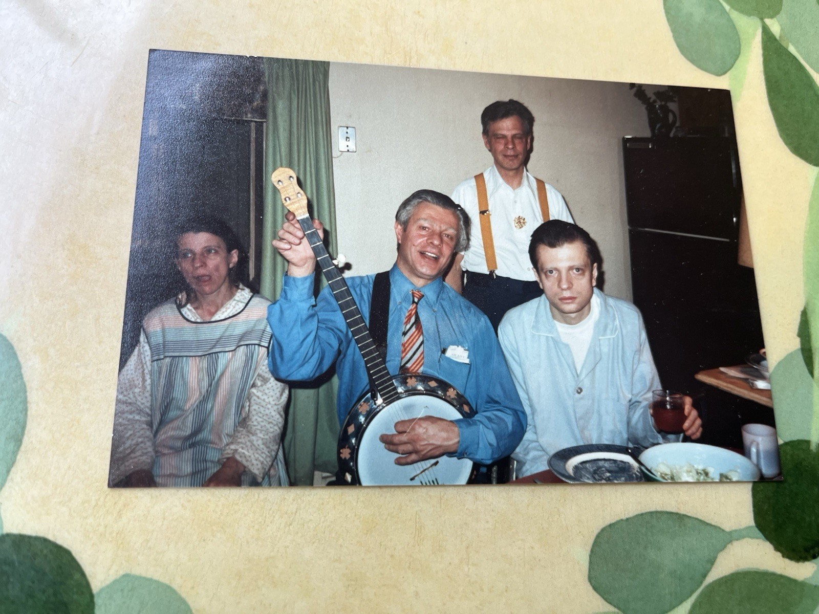 Rare Color Photo 1980s Peter Orlovsky Family Long Island Banjo Allen Ginsberg