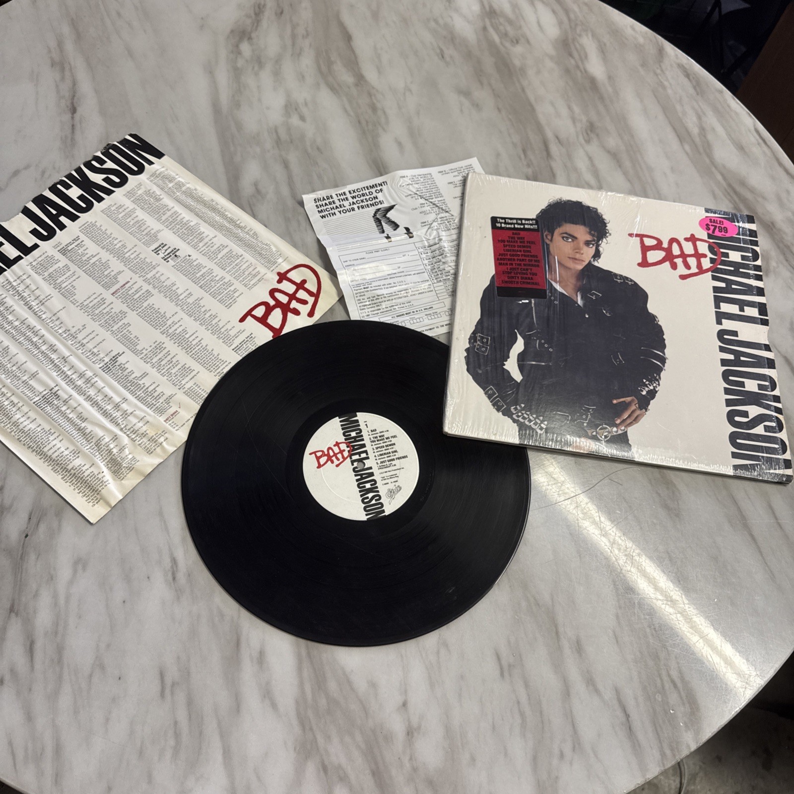 Michael Jackson Vintage 1987 Vinyl Record “Bad” Record, Case, Poster