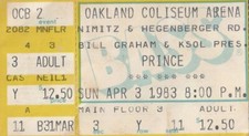 PRINCE TICKET Original 1983 Oakland Coliseum 1999 TOUR 3 Apr + VANITY 6 The TIME picture