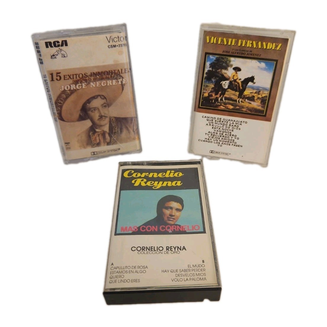 Vtg Mexican Cassette Tape Lot 3 Vicente, Cornelio Reyna Jorge Negrete Tested VG