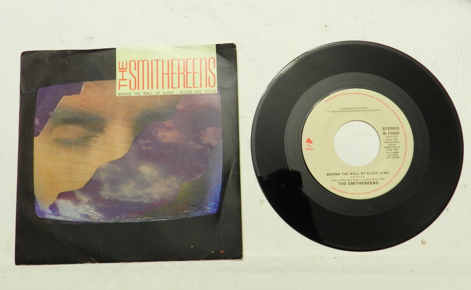 45 RPM, The Smithereens–Behind the Wall of Sleep, Enigma B-75002 , 1986, PS NM
