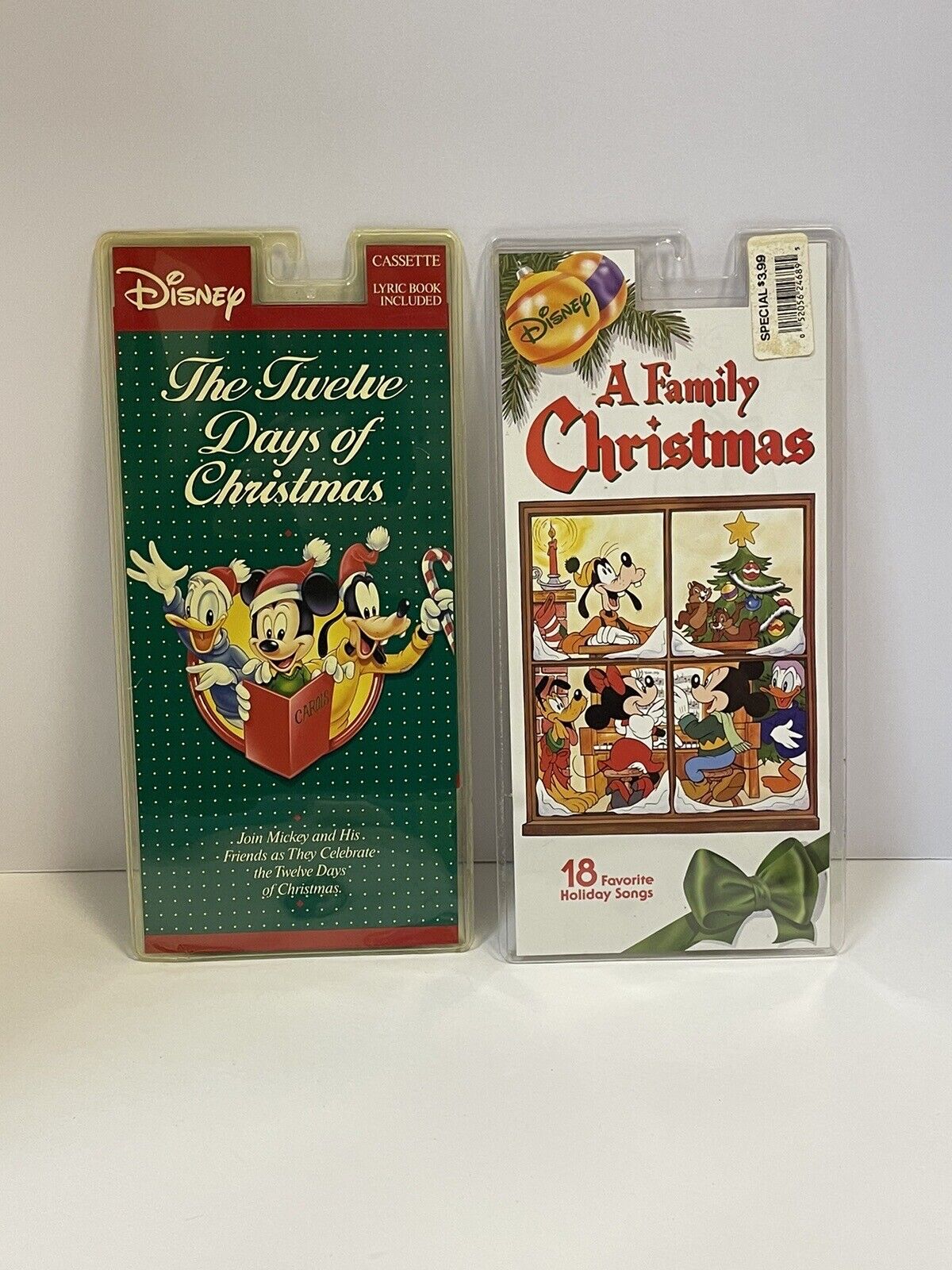 DISNEY Vintage A FAMILY CHRISTMAS & TWELVE DAYS Cassette Tapes LOT BUNDLE 2 Pack