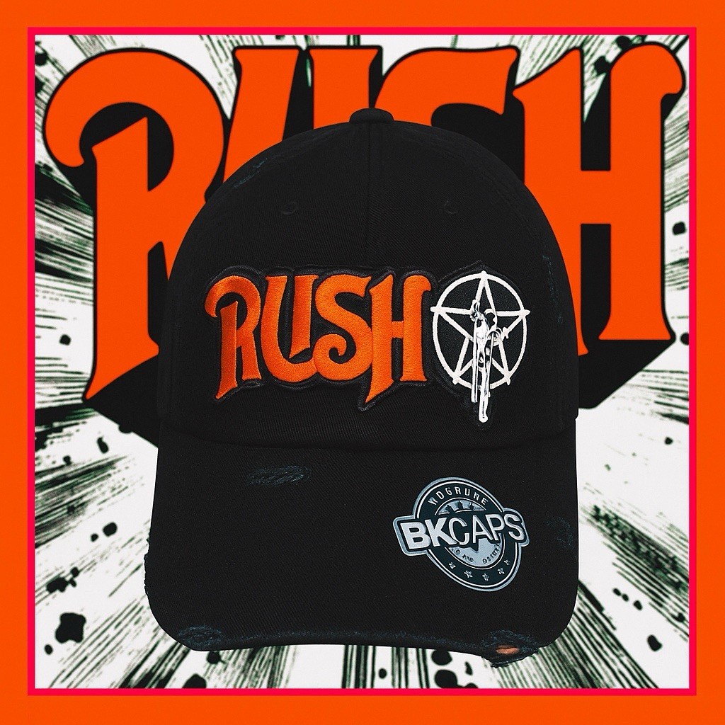 RUSH PATCHED DAD HAT 🇨🇦 BRAND NEW VINTAGE RIPPED STYLE BLACK HAT 🇨🇦