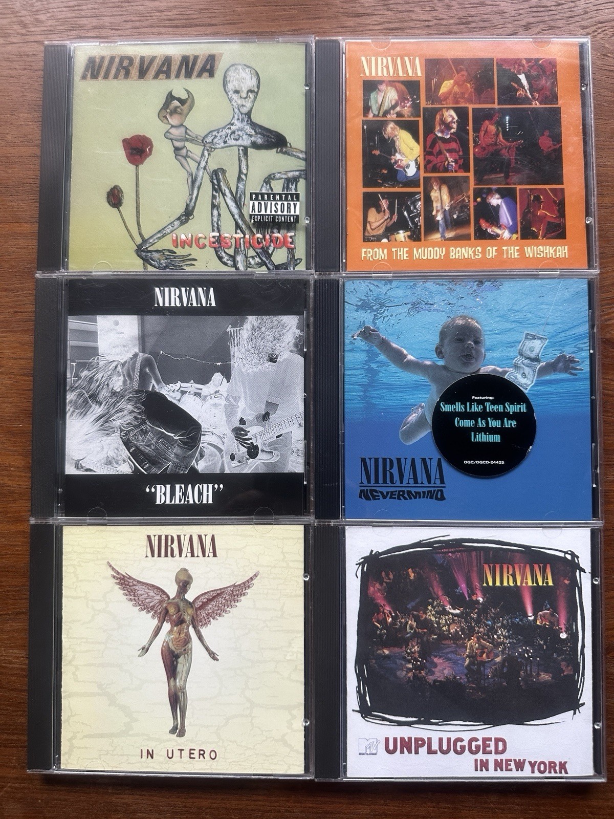 NIRVANA 6 CD Lot: Bleach, Nevermind, In Utero, Unplugged, Incesticide ++