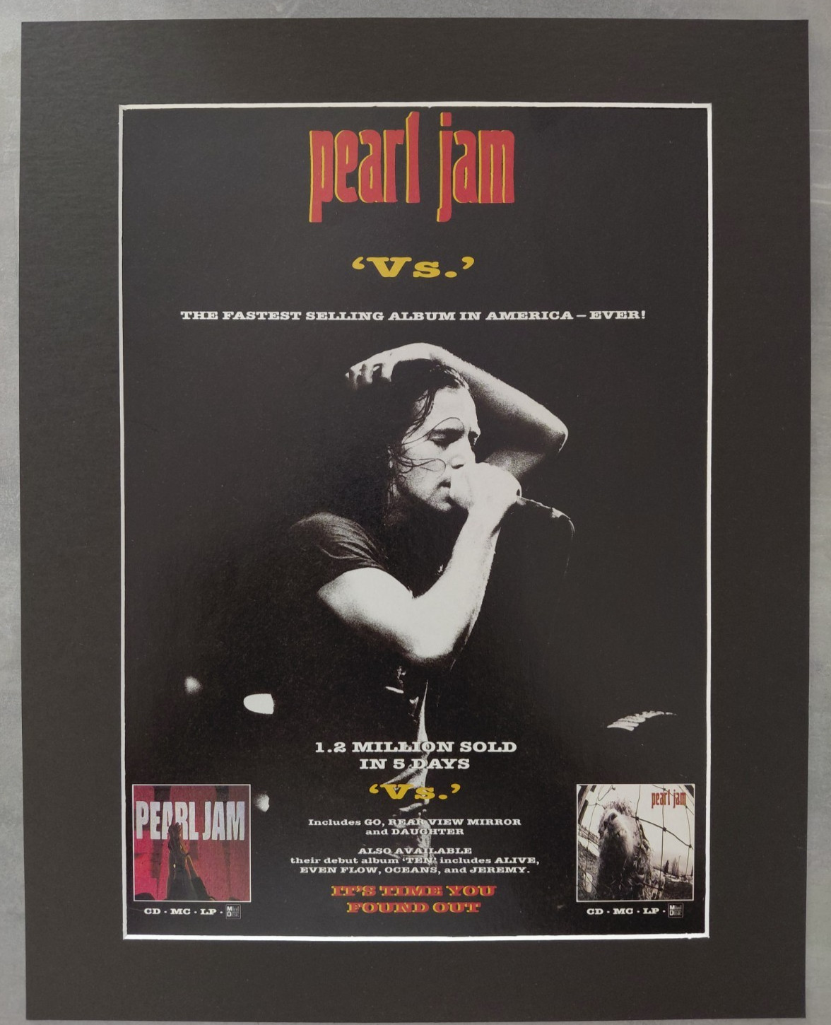 Pearl Jam Vs Original Album Advert Mounted 14x11