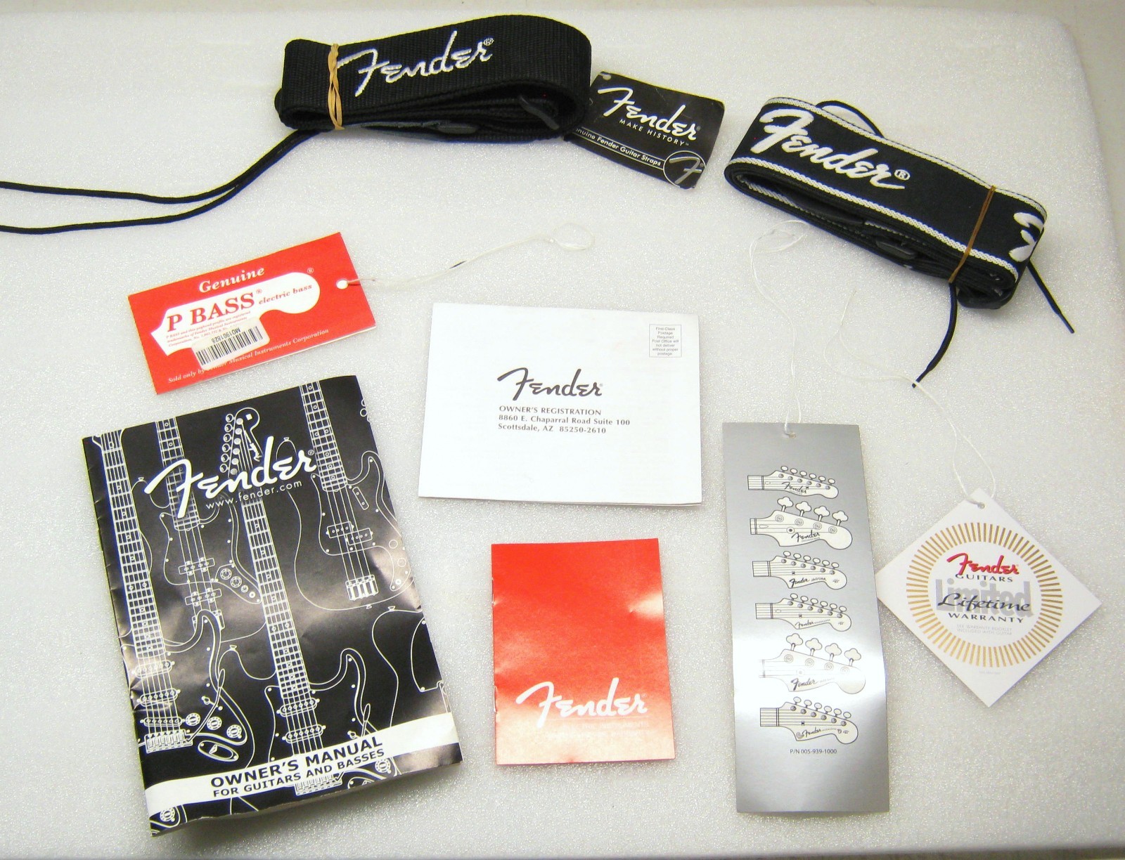 Fender Guitars and Basses Straps Hang Tags Manual Warranty Card
