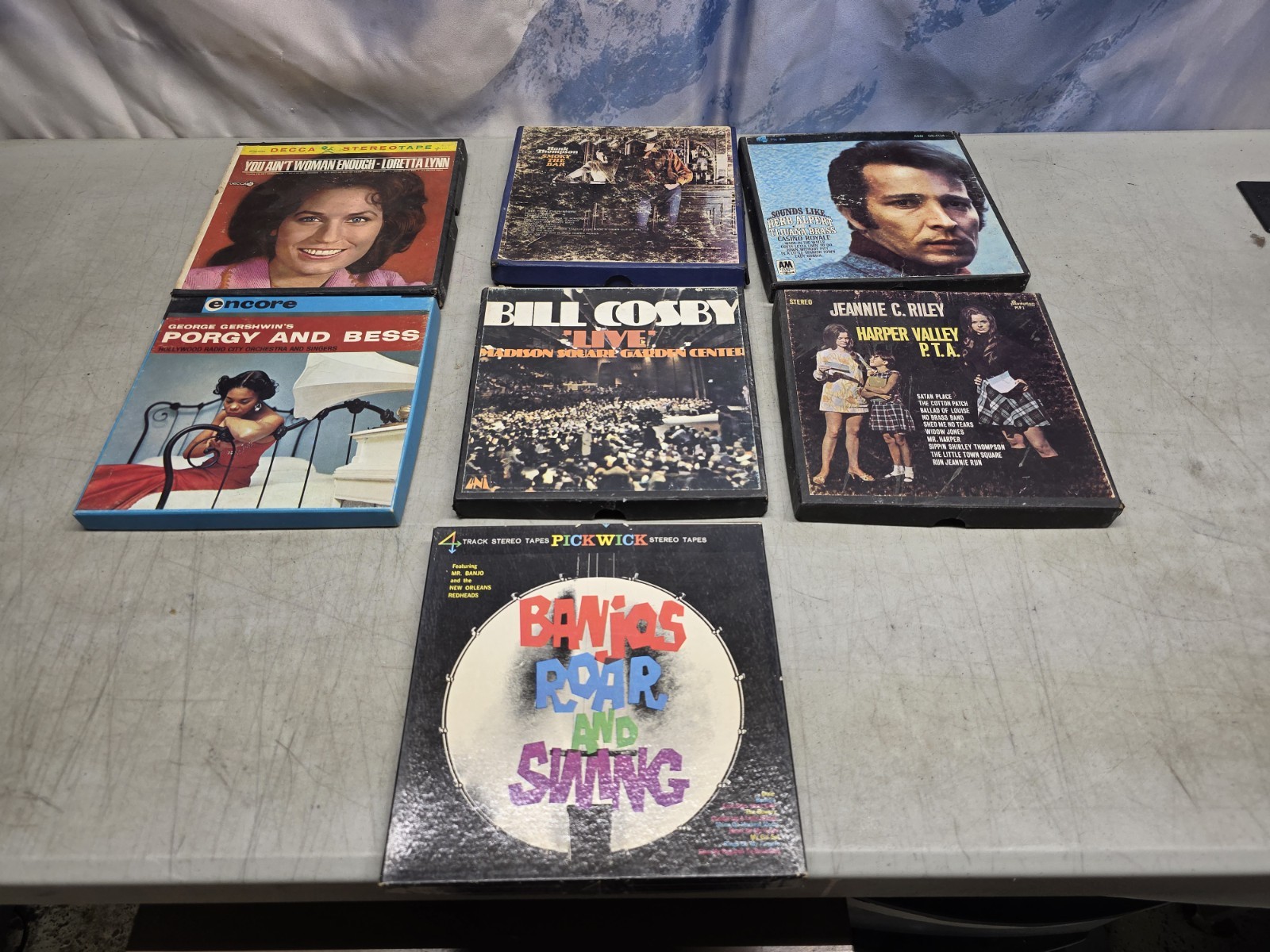 🔥 7 Vtg 1960s Reel to Reel Tapes Loretta Lynn Jeannie C Riley Herb Albert Cosby