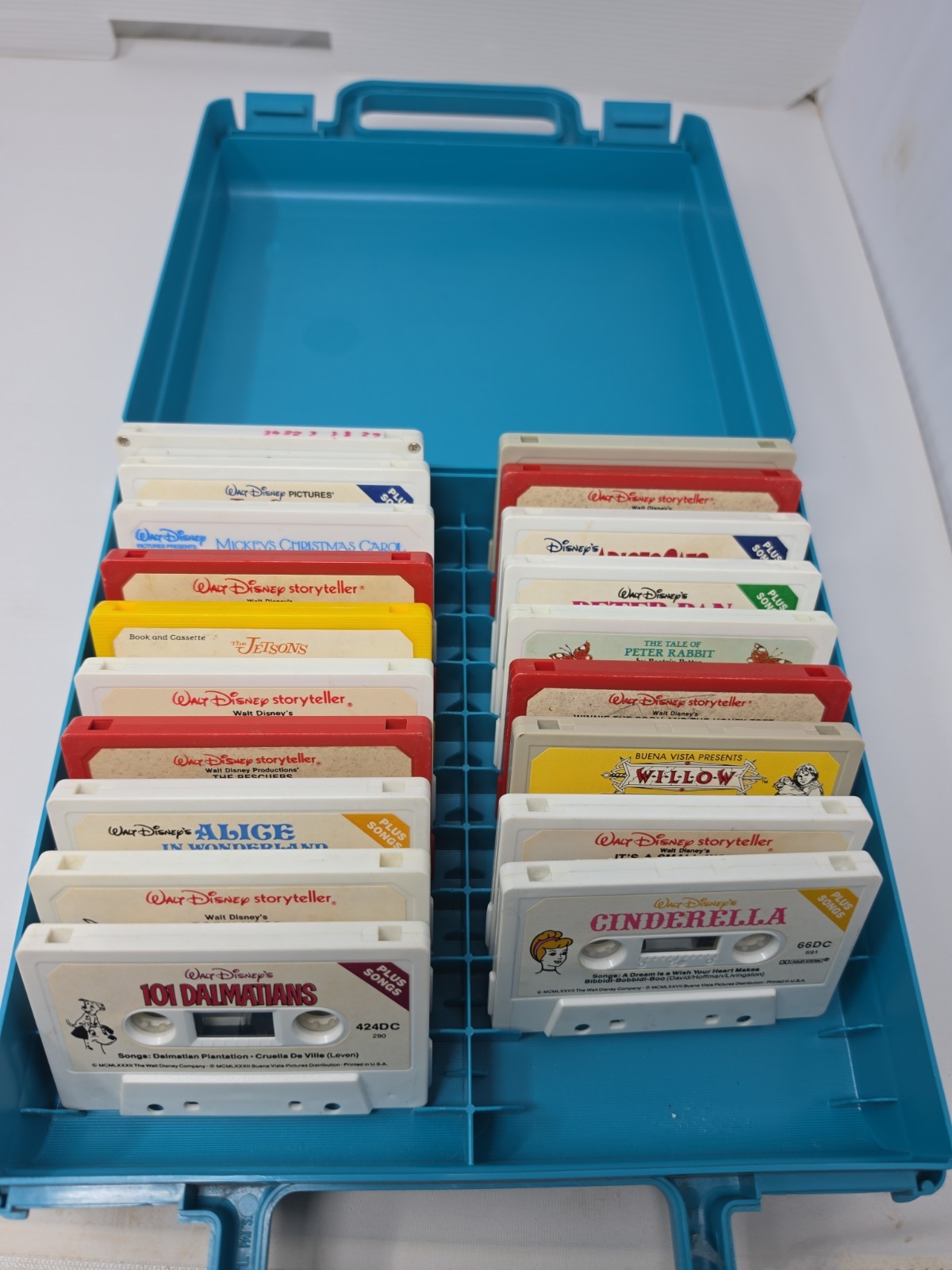 Lot of 19 Vintage Disney & Kids Cassette Tapes + Storage Case