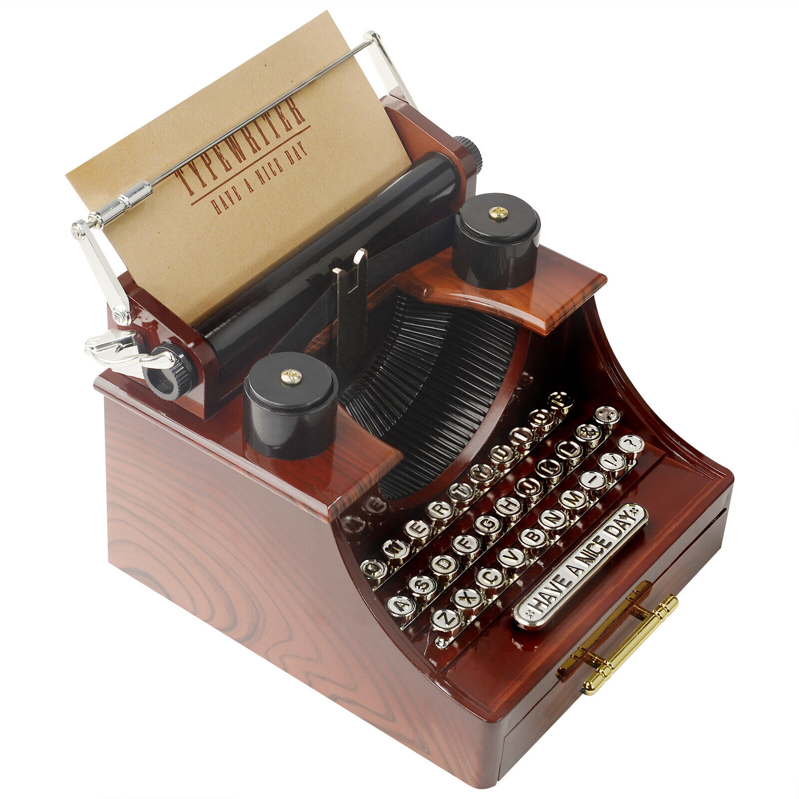 Typewriter Music Box Mini Vintage Style Retro Clockwork Gift Table Decoration