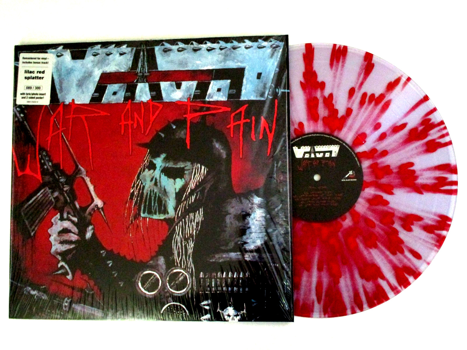 VOIVOD WAR AND PAIN LP LILAC RED SPLATTER VINYL #NUMBERED + POSTER
