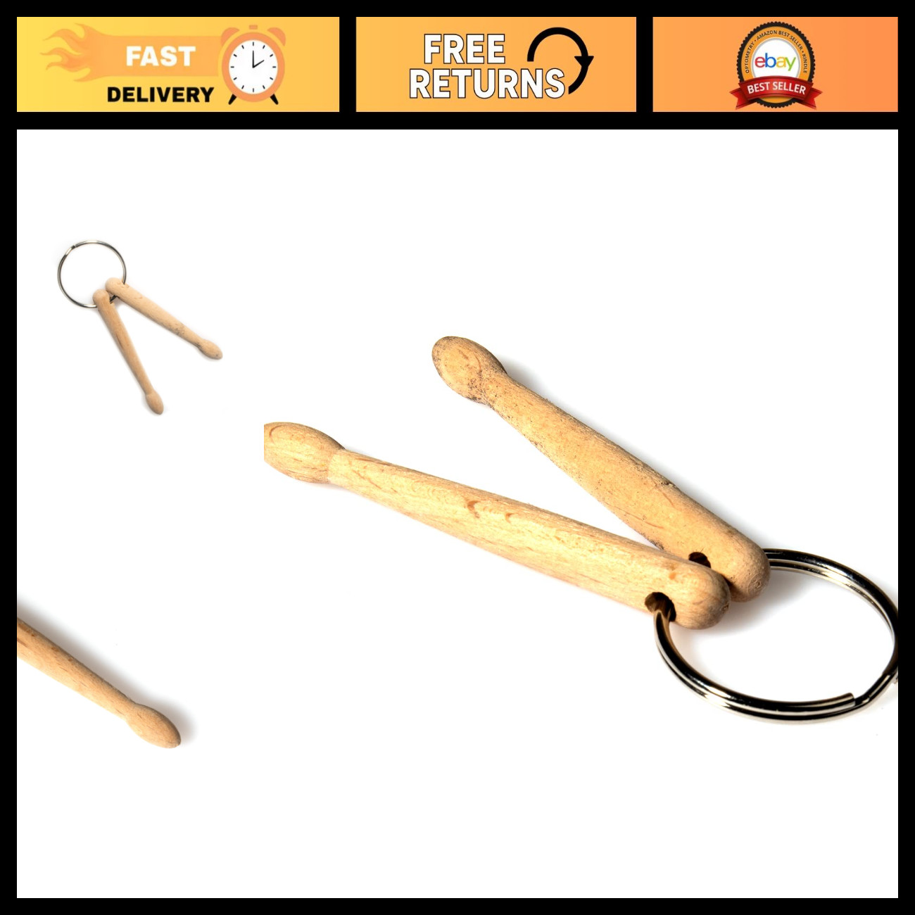 Natural Wood Mini Drumstick Keychain for Musicians, Drummers, Gift Idea