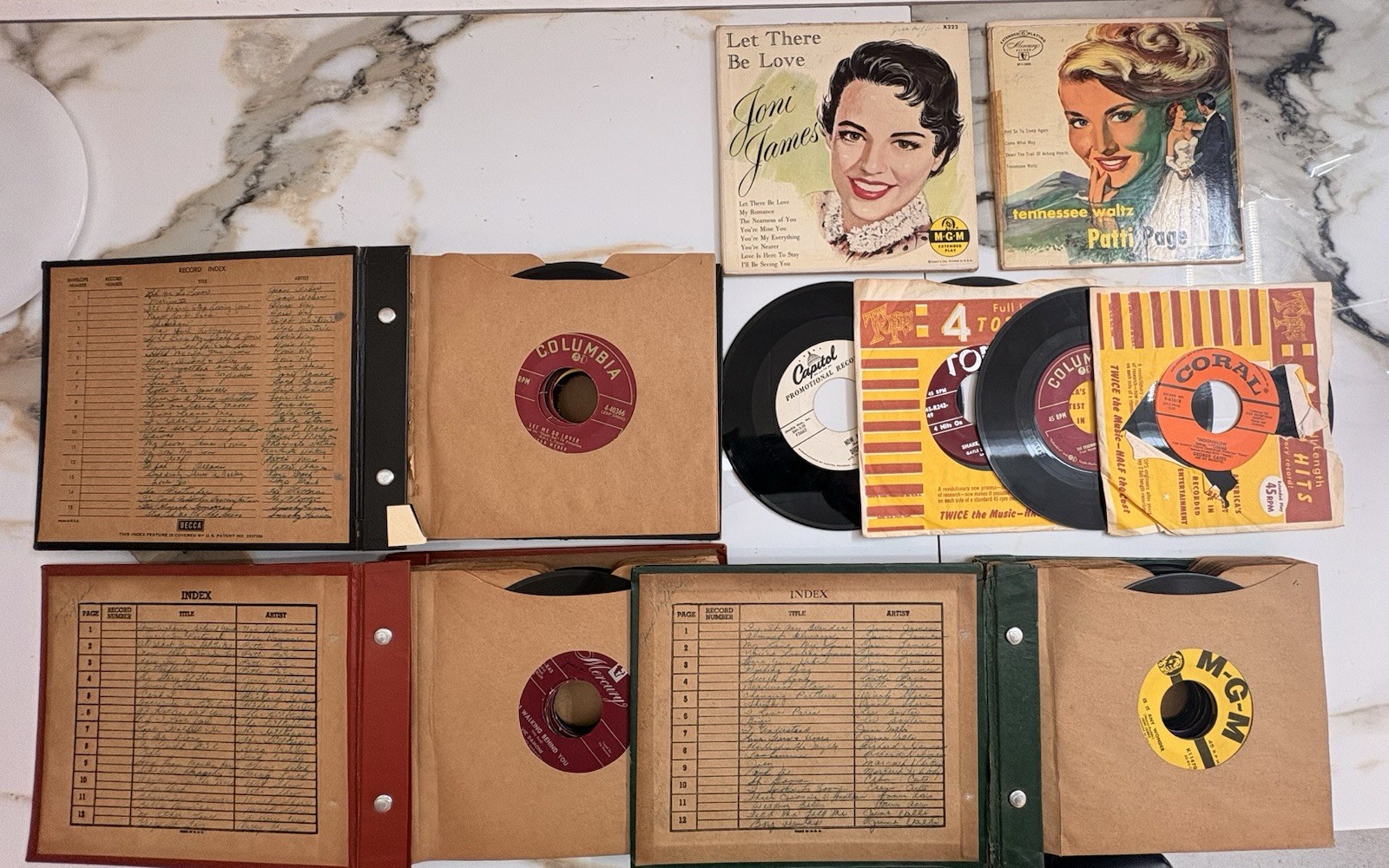 Lot of 45 RPM Vinyl Records,1950s, Patti Page, Joni James, The Hilltoppers, More