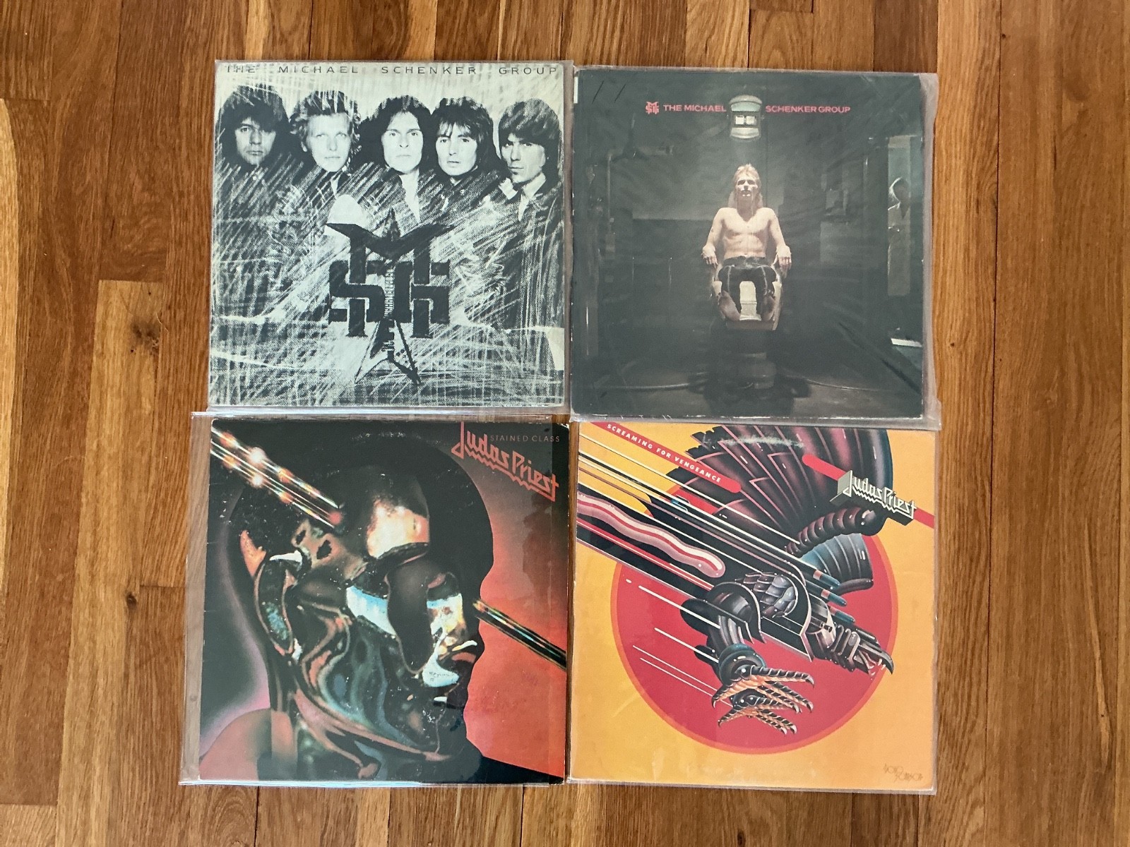 Lot of 8 og rock-metal albums, Priest, AC/DC, MSG, Y&T, VG+ wax, 