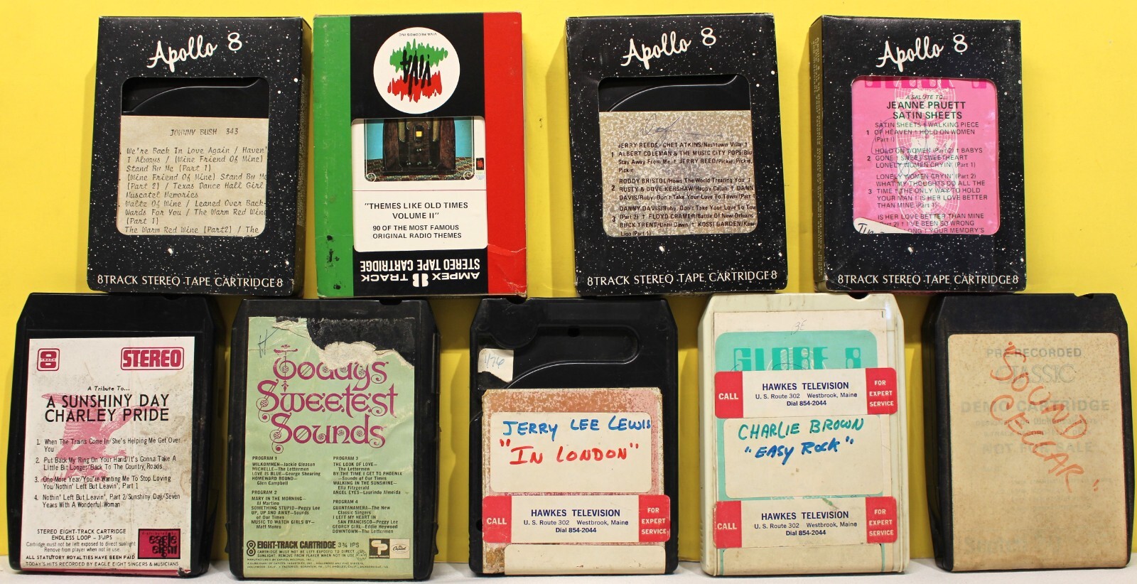 Mixed Lot of 9 As Is As Blank 8-Track  Cartridges For Parts or Repair Used VTG