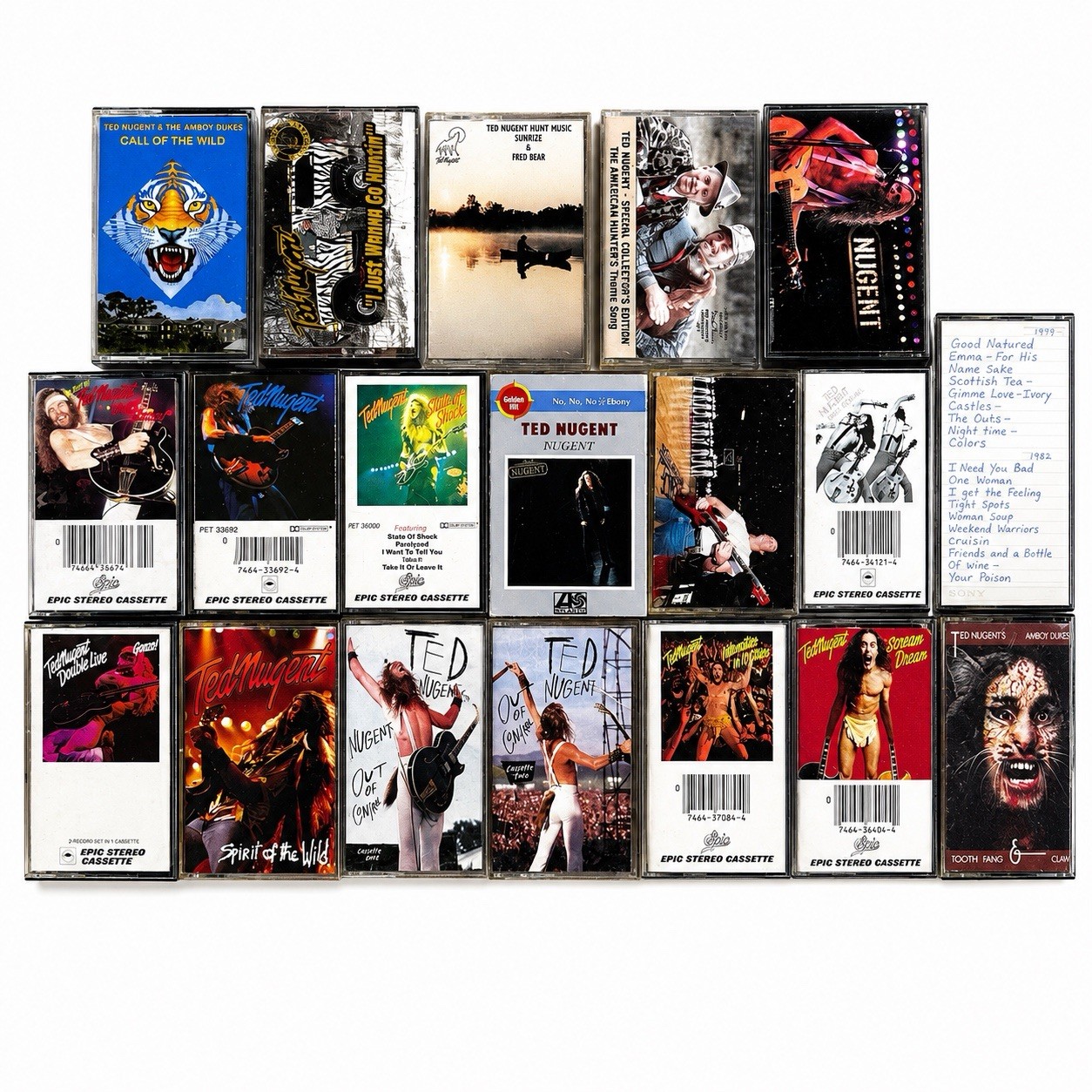 Lot of 19 Ted Nugent Cassette Tapes Collection Motor City Bad Boys 70s 80s Rare