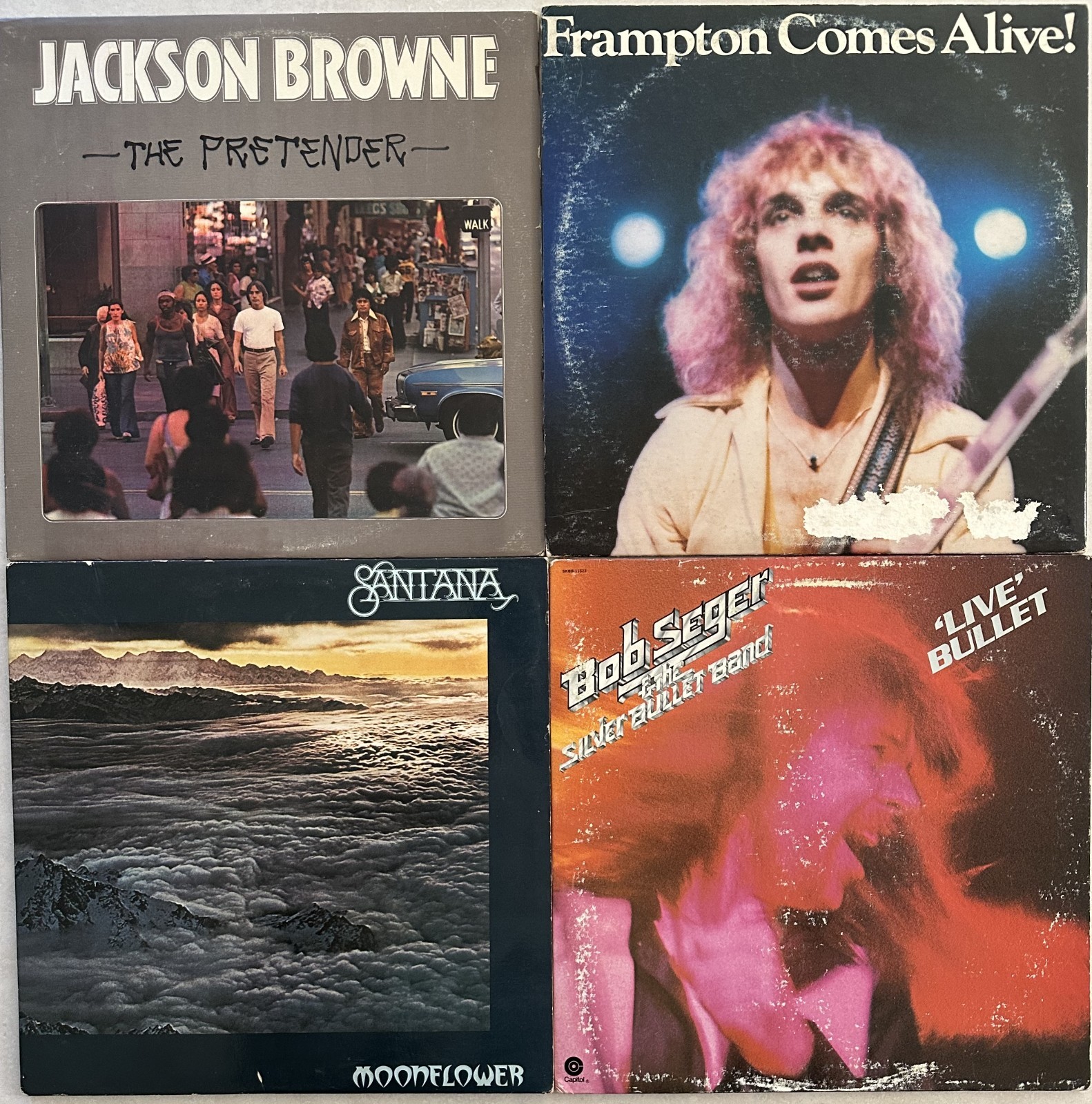 70s ROCK vinyl LP lot -  Jackson Browne - Peter Frampton - Santana - Bob Seger