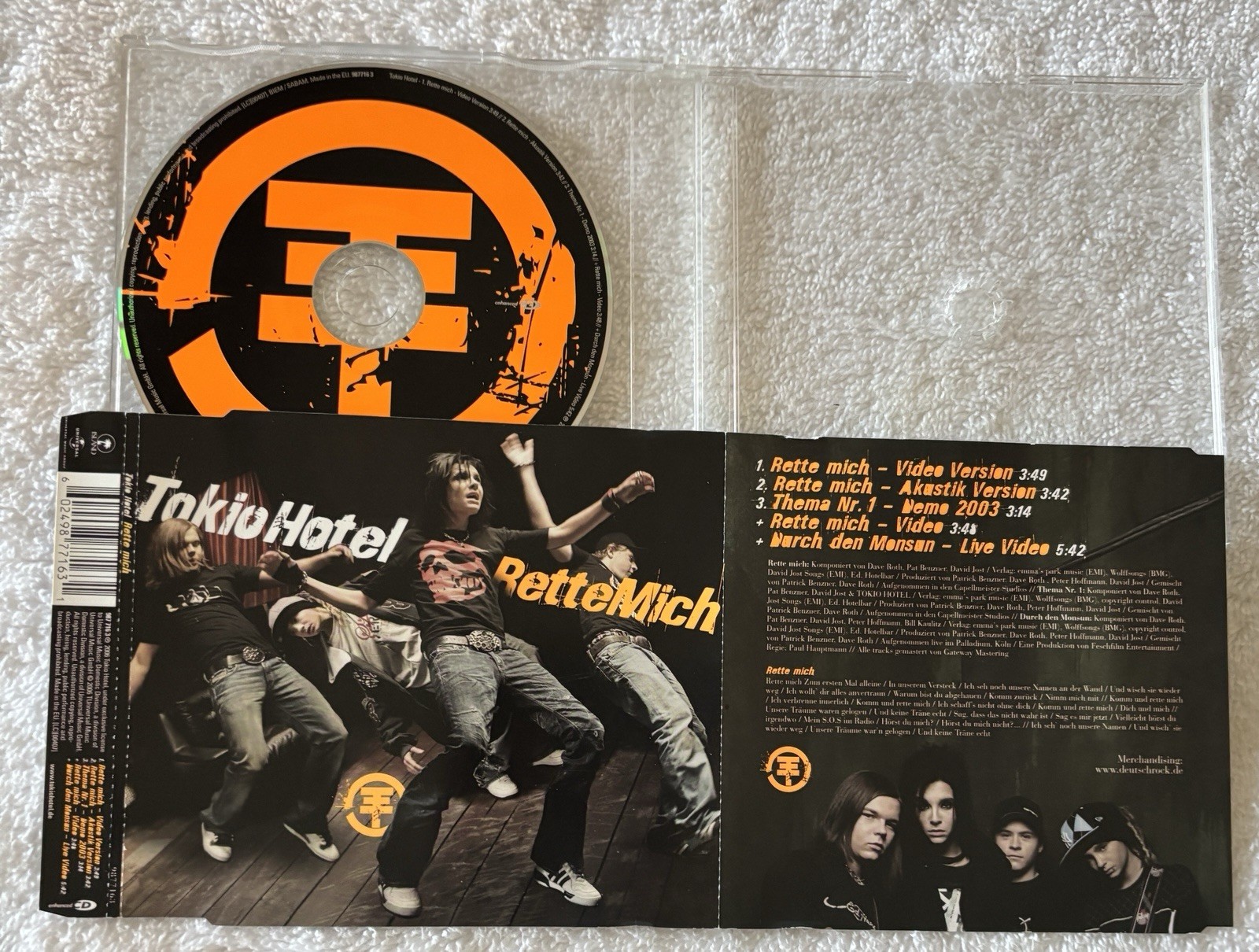 ~ 2006 Tokio Hotel Rette Mich Enhanced Maxi-Single Cd 3 Audio Tracks 2 Videos ~