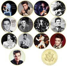New x13 Elvis Presley Gold Plated Commemorative Coins / The King Of Rock & Roll picture