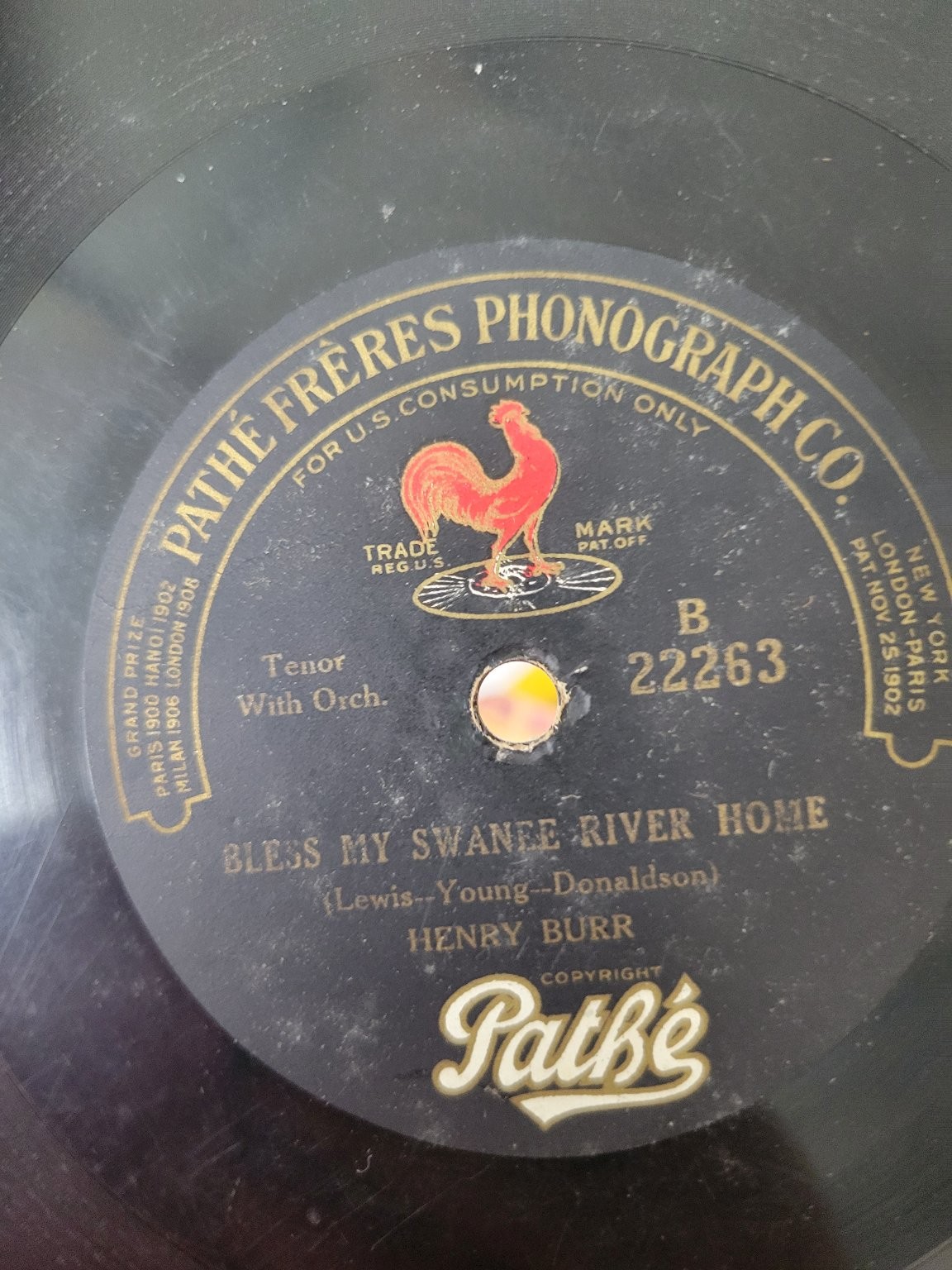 Henry Burr / Lewis James – Bless My Swanee River Home 78 RPM 1920 Pathé Vocal