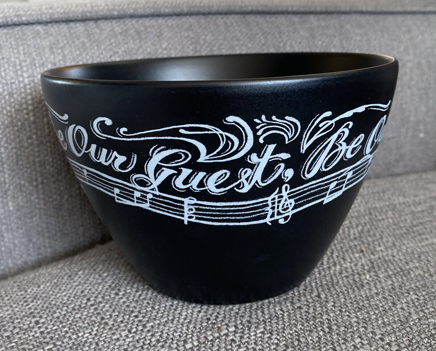 Disney Parks Beauty And The beast be our guest Lyrics Collectible black bowl new
