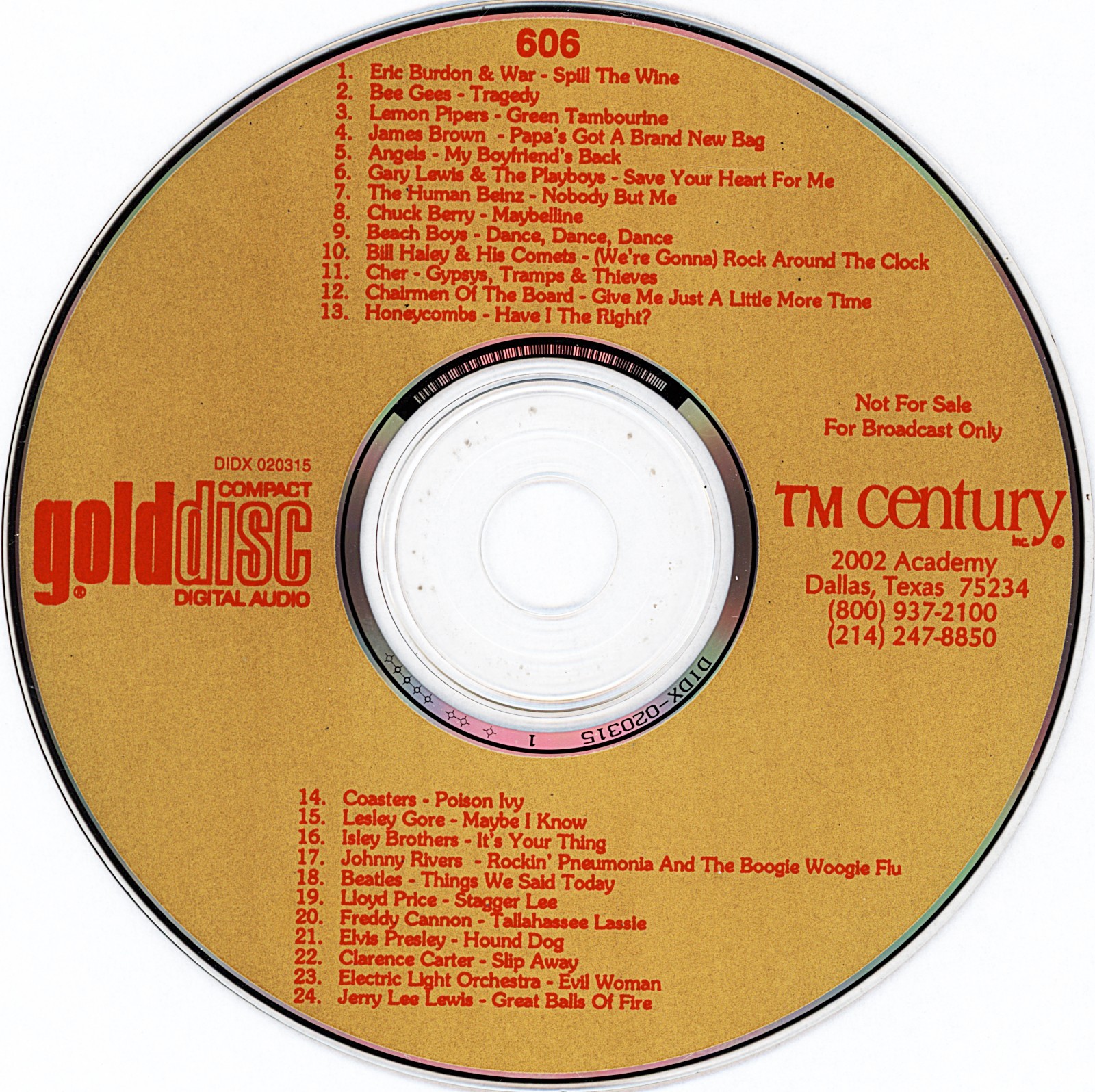 TM Century GoldDisc #606 – NM Eric Burdon Bee Gees James Brown Chuck Berry ELO