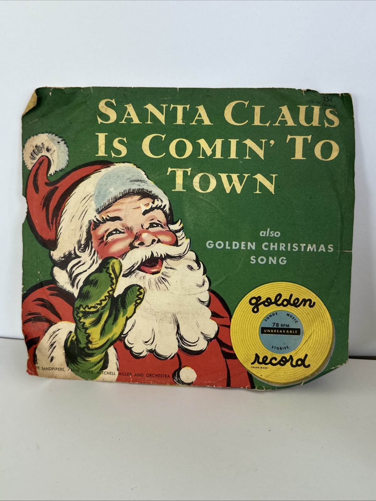 Vintage 1951 Little Golden Record Santa Clause Is Comin To Town 78 Rpm YellowR47