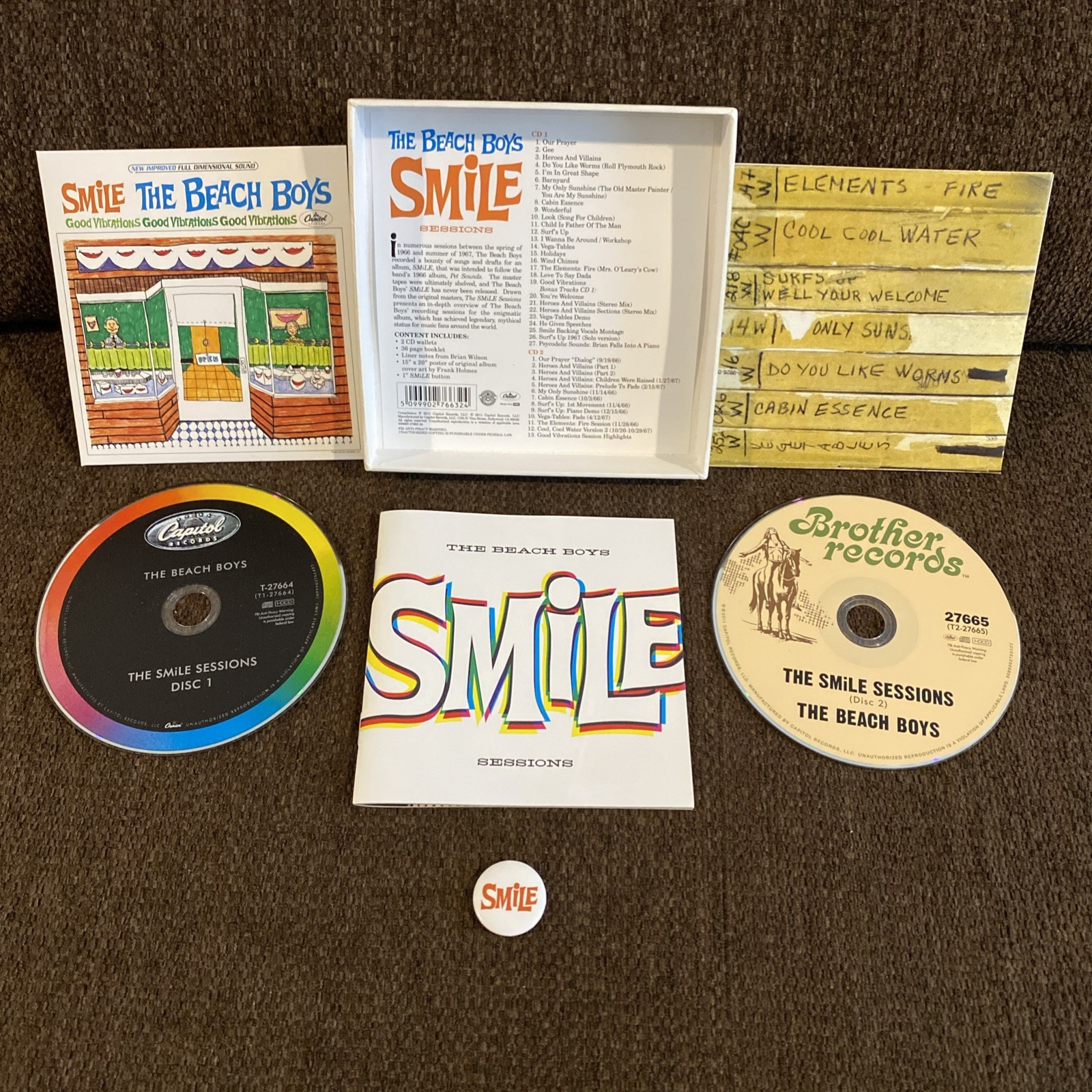 Smile Sessions by The Beach Boys (CD, Booklet, Poster, 2011) w/Smile Button