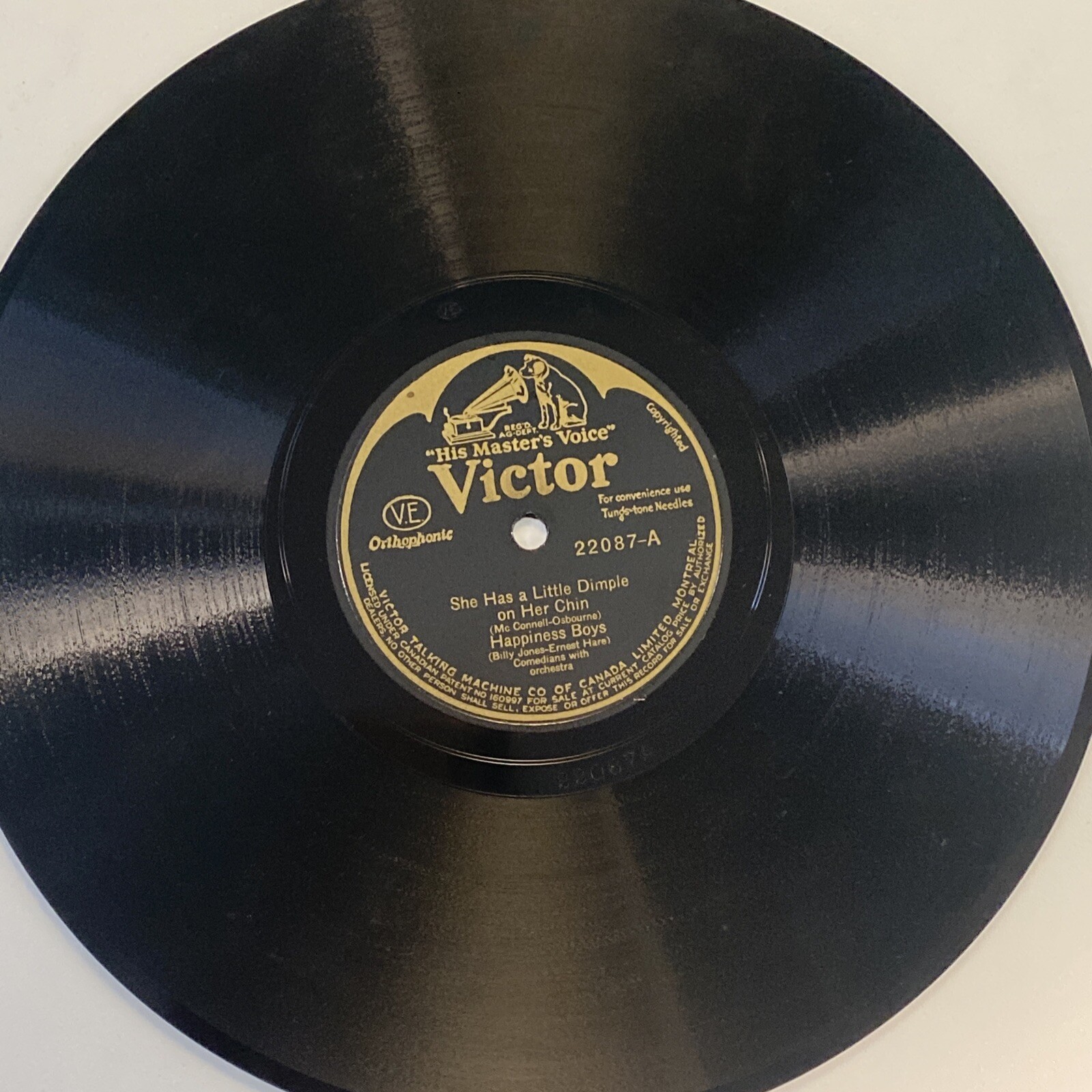 1929 JAZZ The Happiness Boys 78 rpm VICTOR 22087 She Has Dimples On Her Chin V+