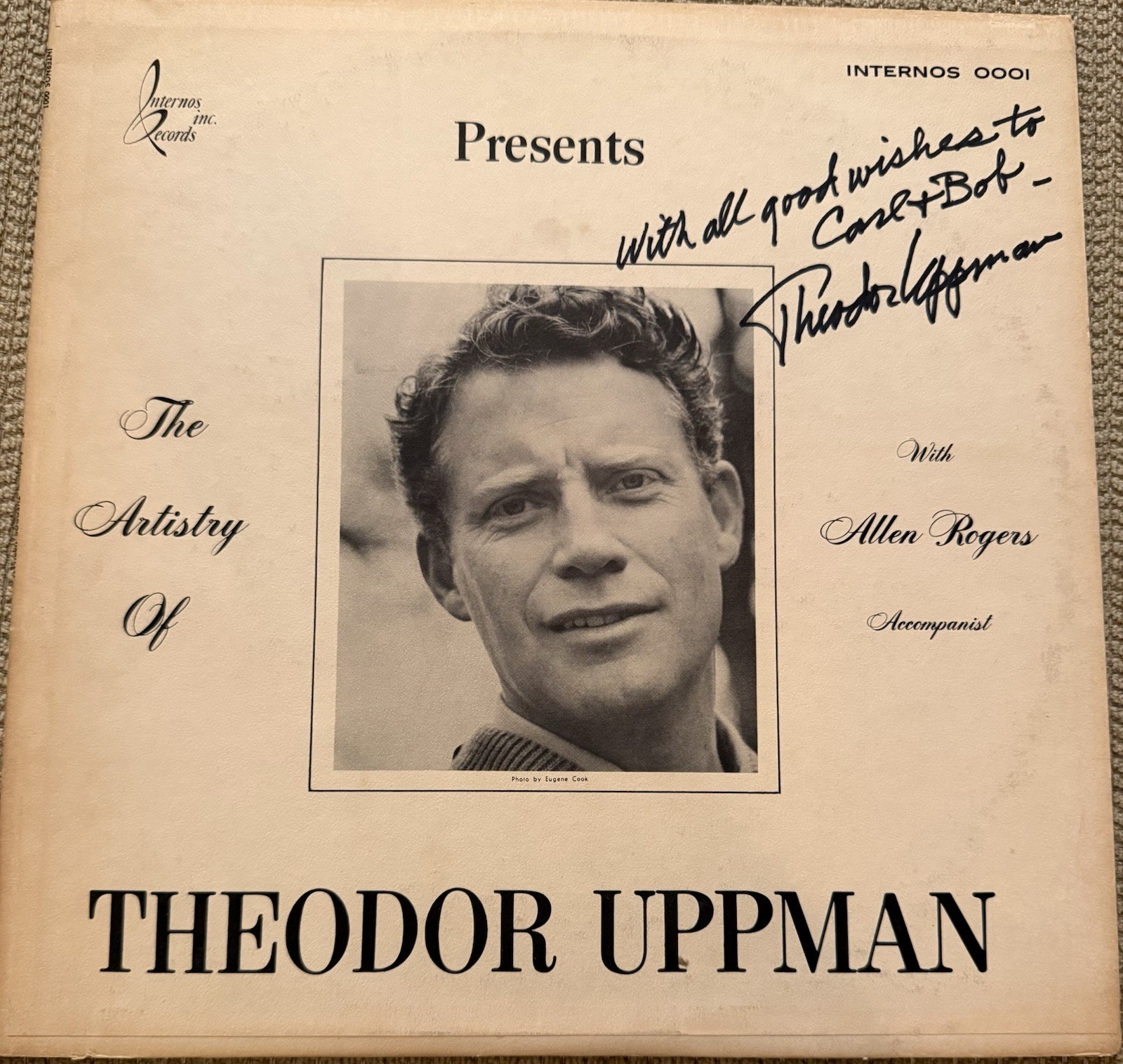 The Artsistry of Theodor Uppman (LP, Internos) AUTOGRAPHED - Allen Rogers, piano