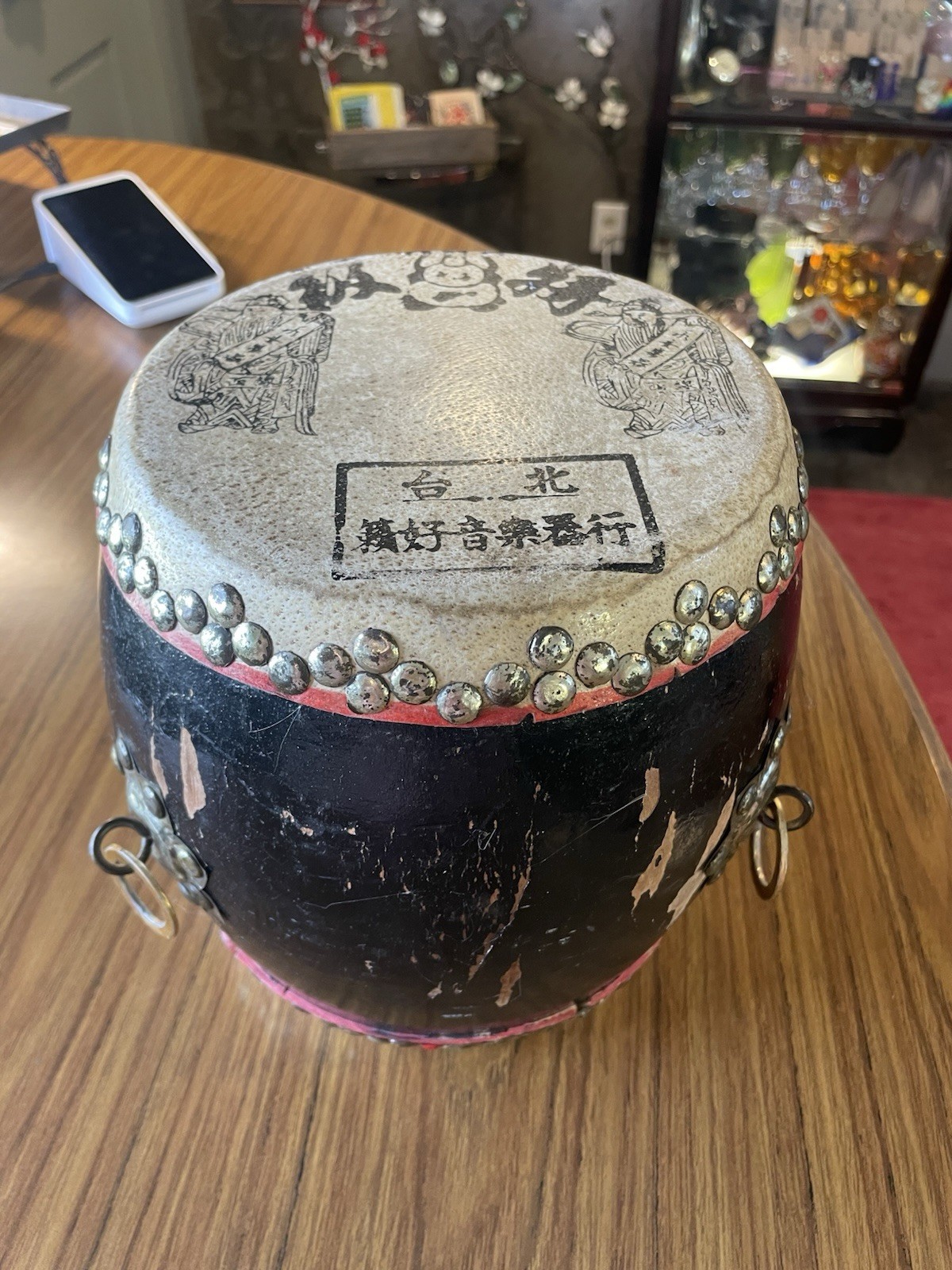 Antique Chinese Tanggu Or Lion Dance Drum. 9 Inches Tall