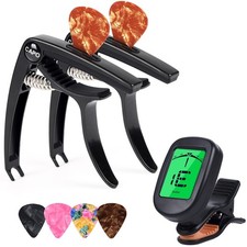 Guitar Capo 2 Pack Black with Tuner and Picks - Quick Release Capo for Acoust... picture