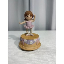 Vintage Enesco Ballerina Music Box Dancer Pink Tutu Rotating Ceramic S0063 picture