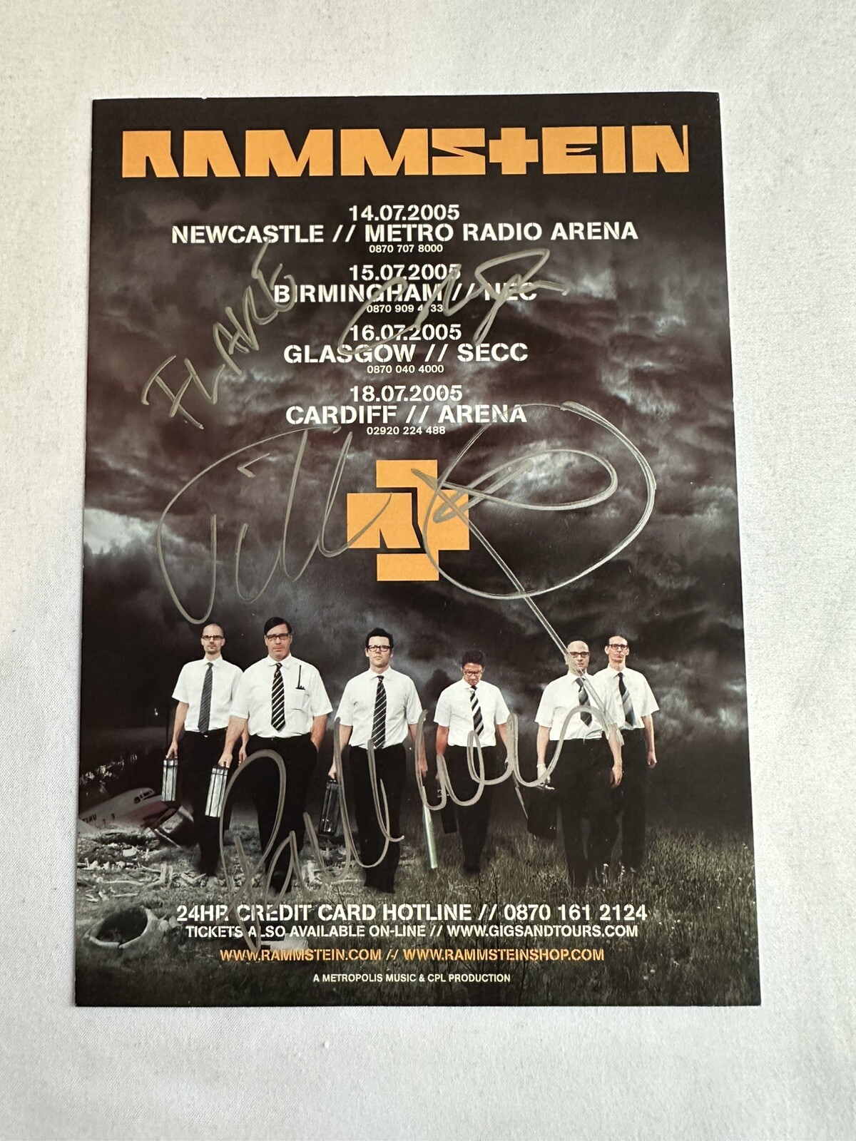 Rammstein Hand Signed 2005 A5 Tour Poster Autograph Original 5 Members No Oliver