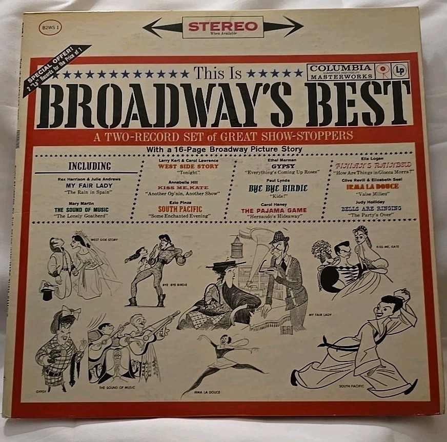 VTG STEREO BROADWAY'S BEST 2 RECORD SET PICTURE STORY COLUMBIA VINYL LP RECORD