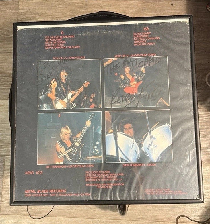 Slayer Show No Mercy Record 1983 1st Press tan label metal blade Signed Vinyl
