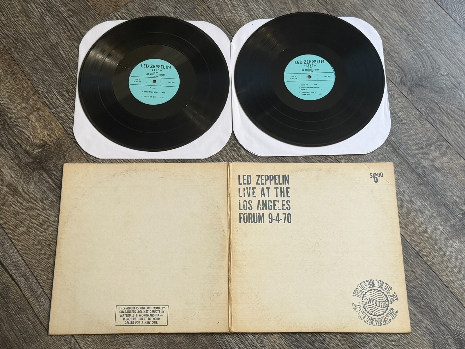 LED ZEPPELIN Vinyl Live L.A. Forum Sep 4 1970 Concert Vintage 2 LP Rubber Dubber
