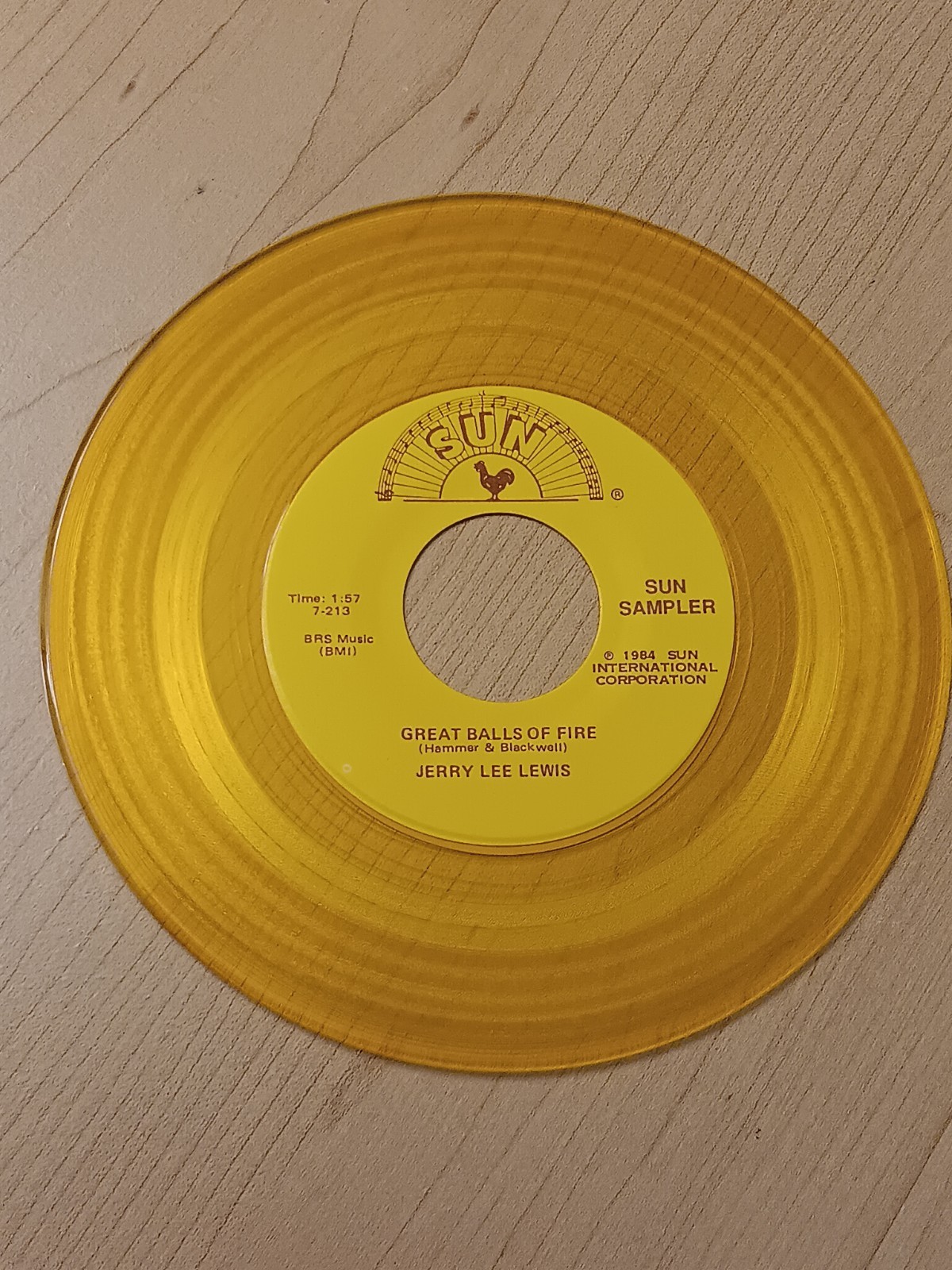 Vtg  SUN Yellow Wax 45 Record Whole Lotta Shakin\' Jerry Lee Lewis MINTY