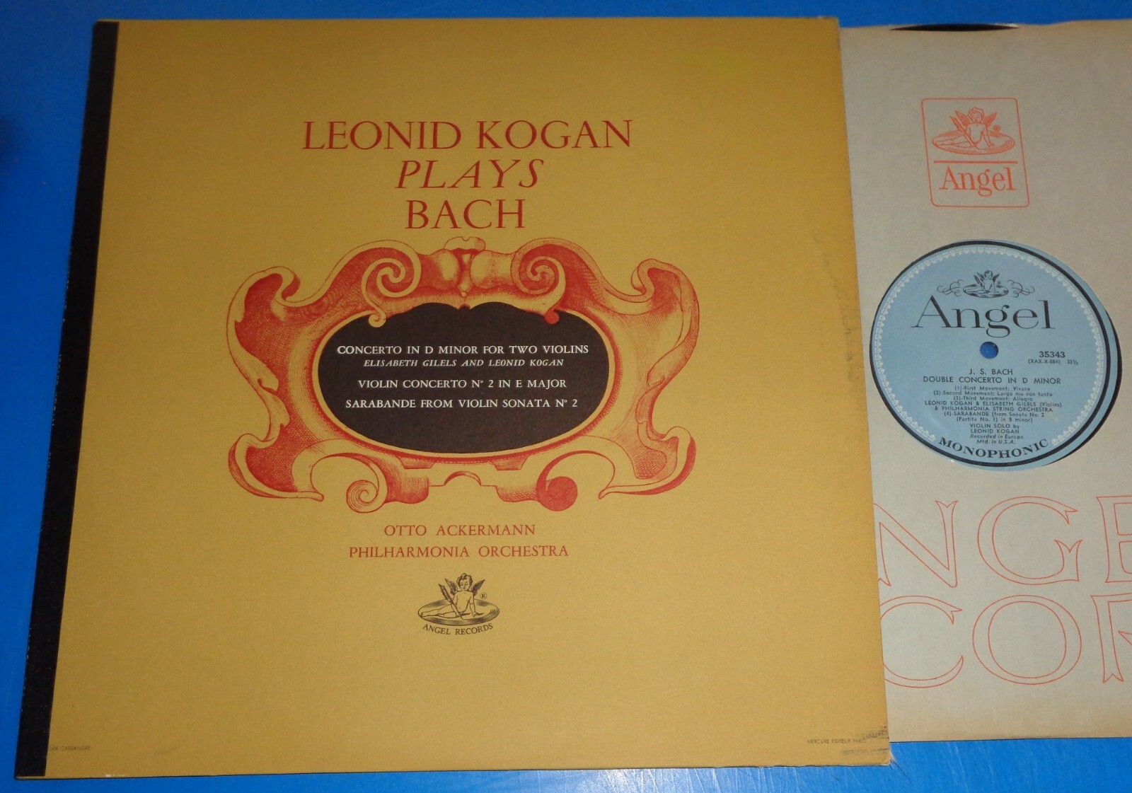 Leonid Kogan/Elisabeth Gilels BACH Violin/Double Concertos - Angel 35343