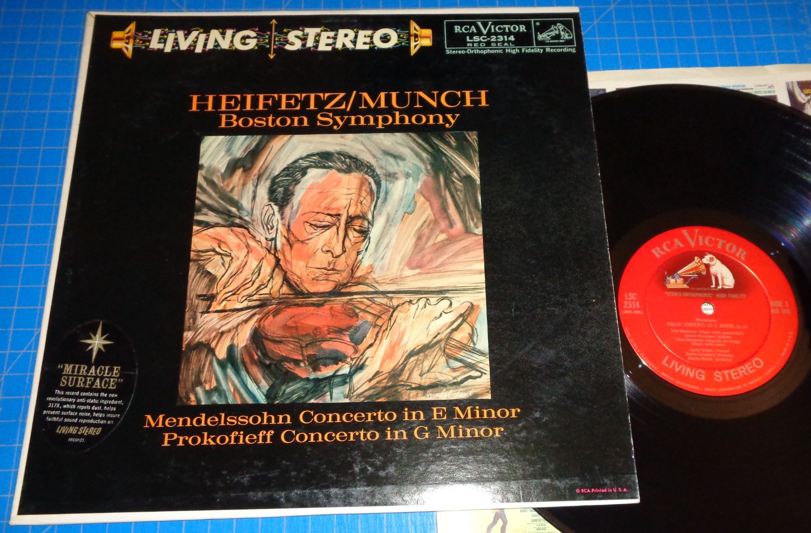 Heifetz/Munch MENDELSSOHN/PROKOFIEV Concertos - RCA LSC-2314 Shaded Dog 1S/1S