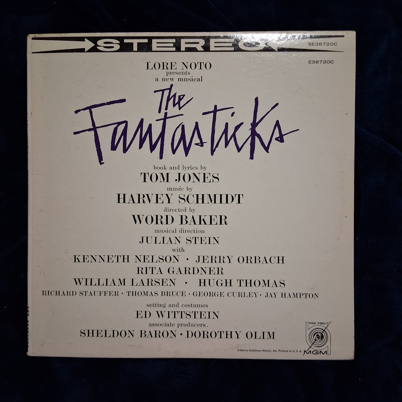 Vintage The Fantasticks Original Cast LP Vinyl Jerry Orbach MGM SE3872OC Stereo