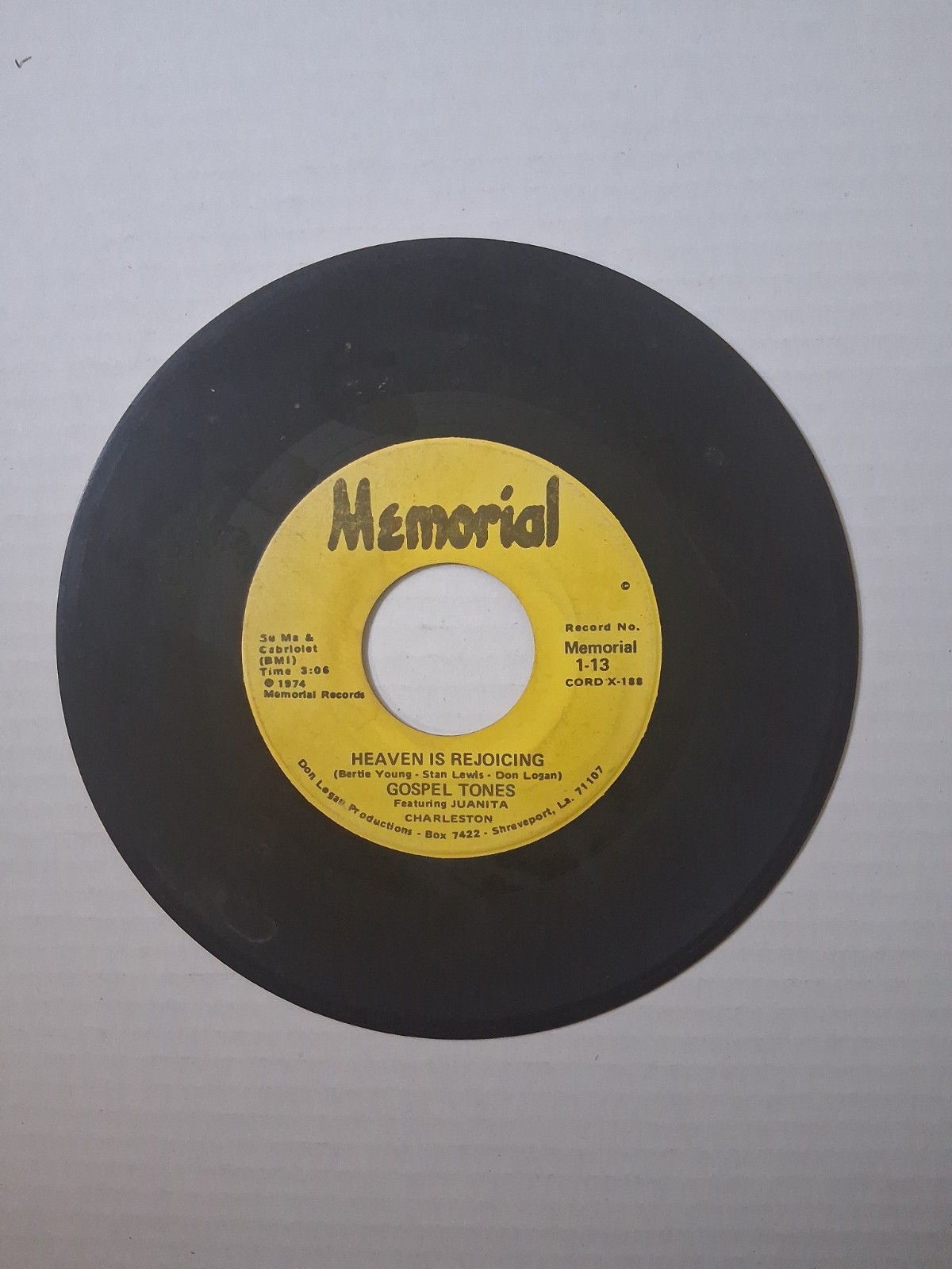 45 RPM Gospel The Gospel Tones/Juanita Charleston Heaven is Rejoicing VG