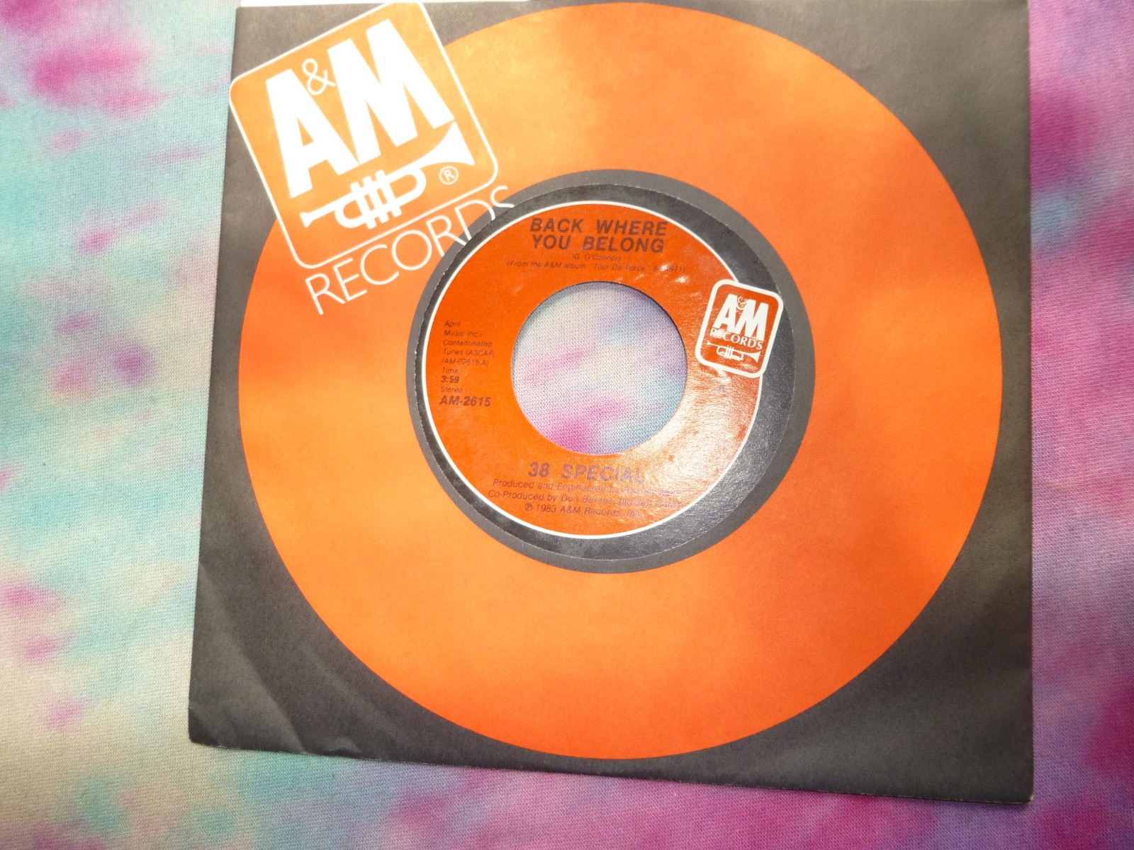 38 SPECIAL Back Where You Belong 45 RPM 1983 Southern Rock EX