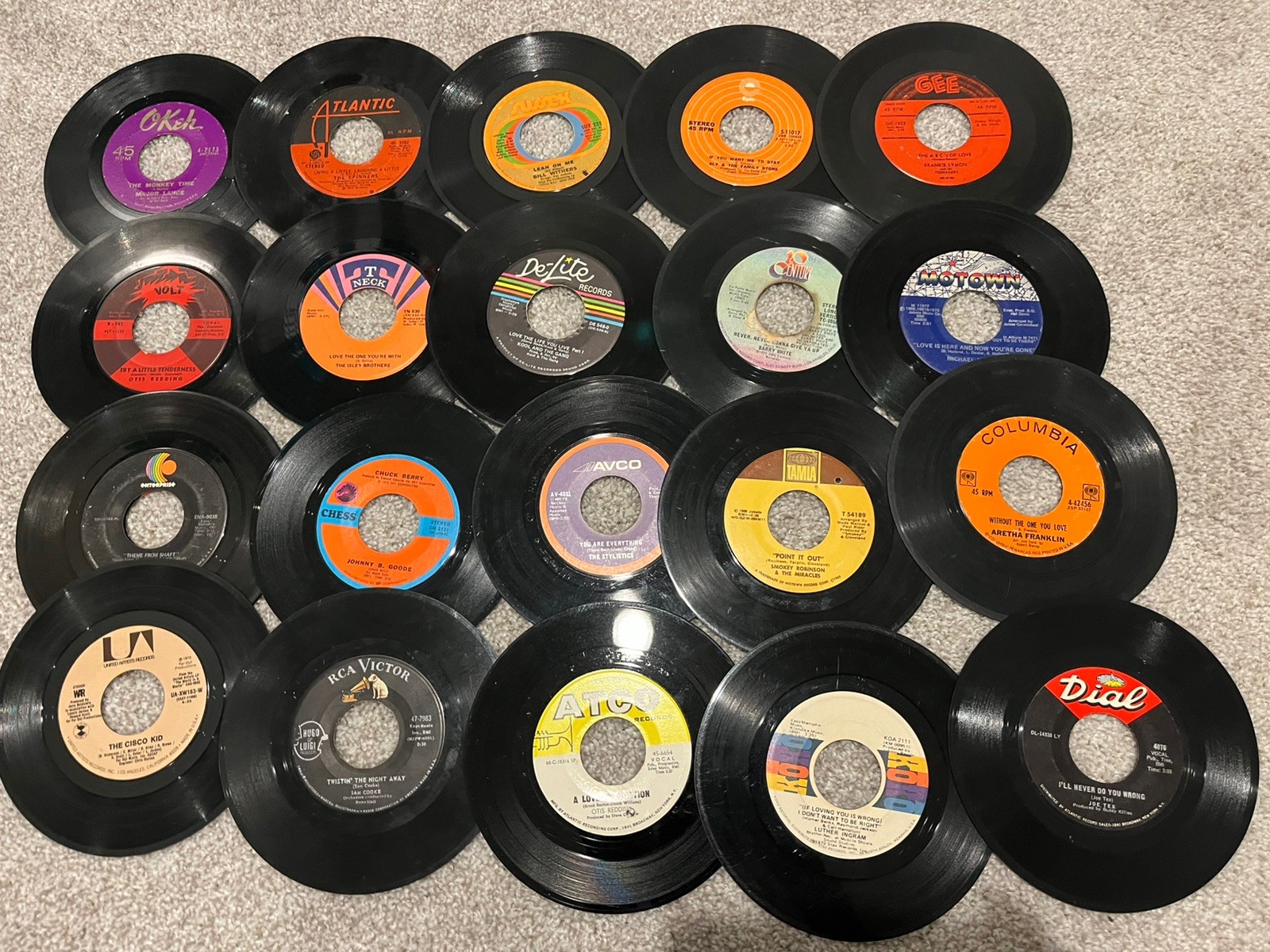 Lot Of 20 Soul R&B Northern Soul 45s Vintage 45 RPM Records Lot. Not graded.