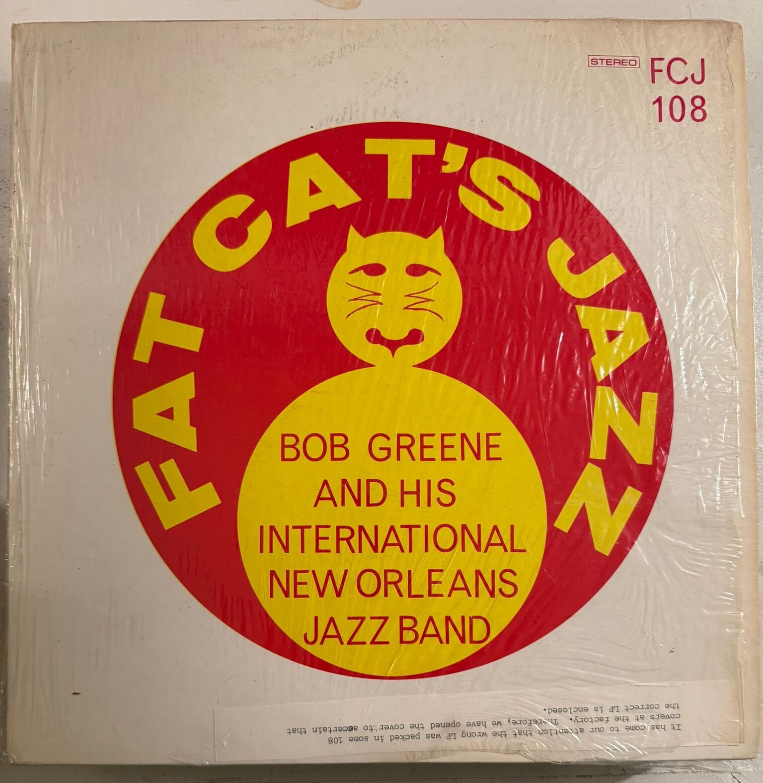 BOB GREENE – FAT CAT\'S JAZZ - VINYL LP BLACK - VG+ - A9