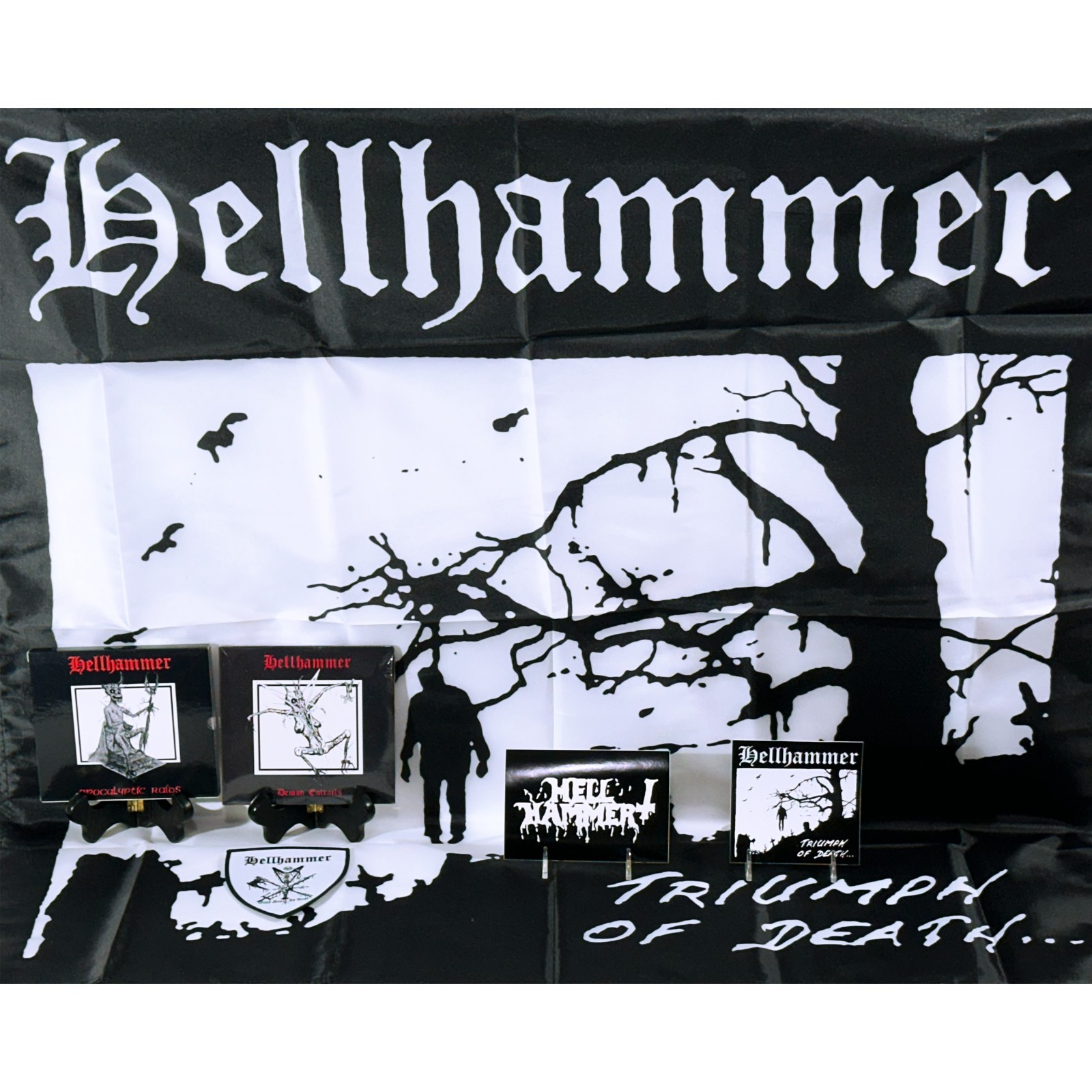HELLHAMMER Demon Entrails Double CD + Apocalyptic Raids CD + Flag/Patch/Stickers