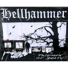 HELLHAMMER Demon Entrails Double CD + Apocalyptic Raids CD + Flag/Patch/Stickers picture