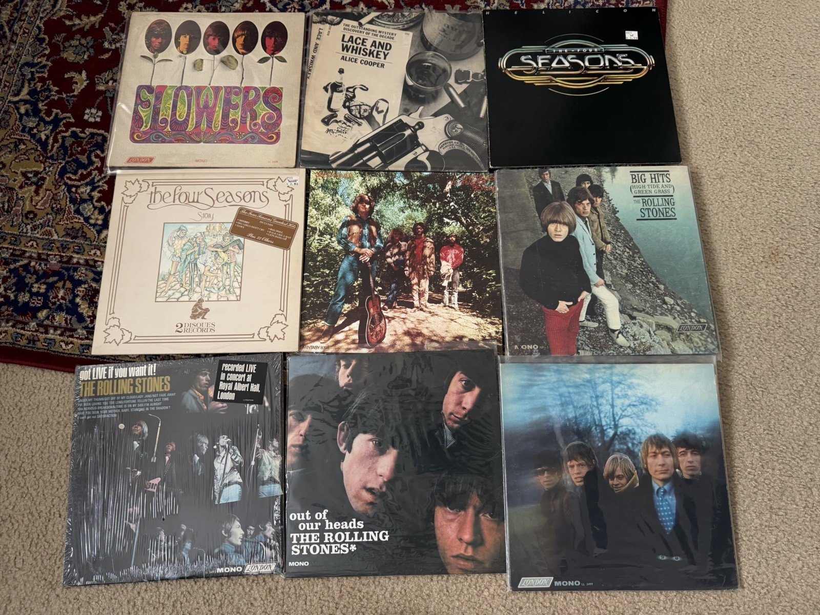 Lot Of 9 Vintage 60s-70s Vinyl Rock, Rolling Stones, Alice Coooer Credence