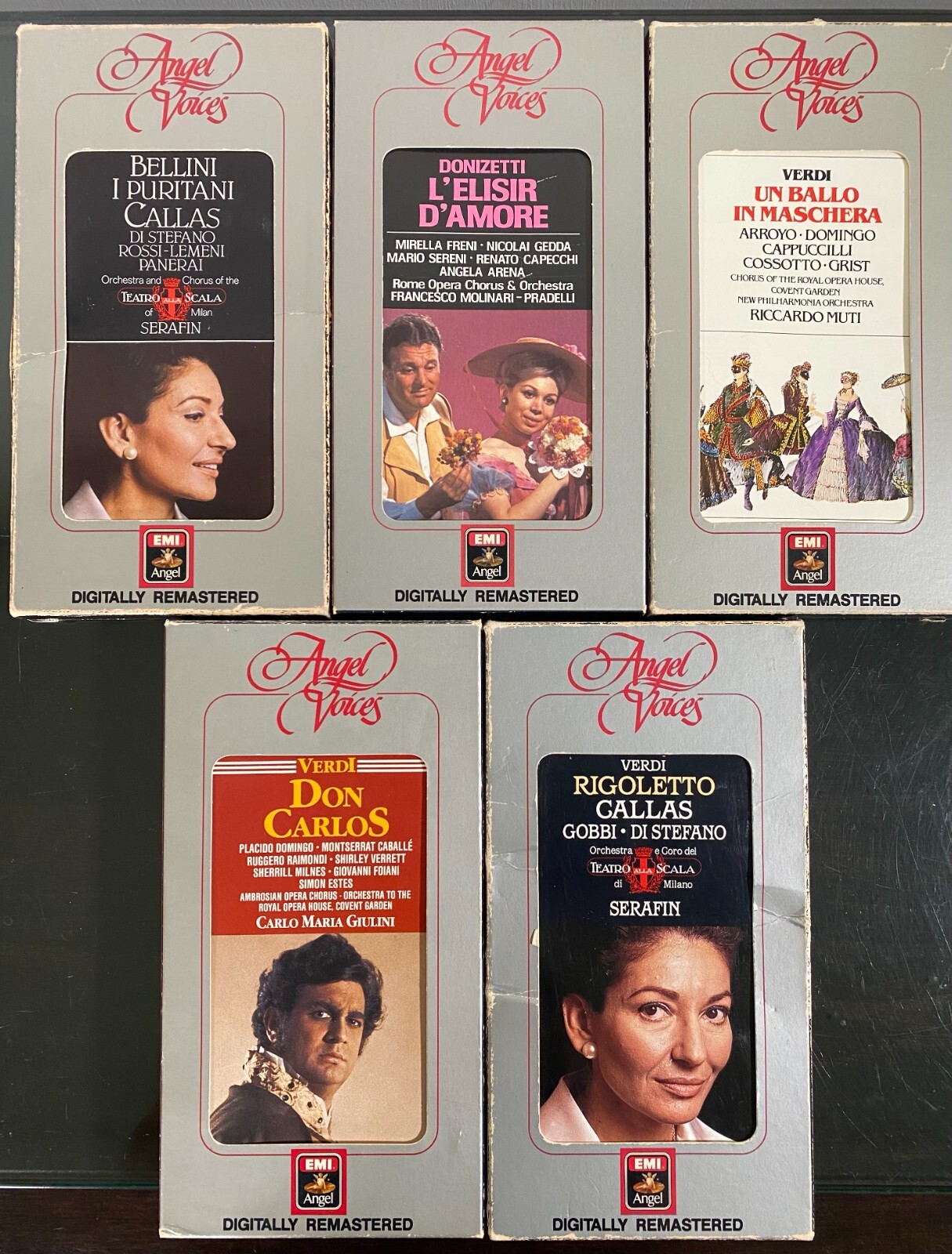 (5) Angel Records EMI 1986 Classical Opera Cassettes Long Boxes w/Booklets