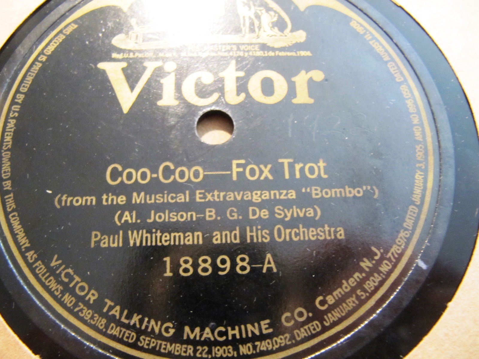 1922 Paul Whiteman Al Jolson\'s BOMBO COO COO/ Green Bros KICKY KOO VICTOR 18898