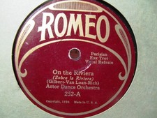 1926 Tommy Dorsey ADRIAN ROLLINI Fred Rich Hotel Astor Orc ON THE RIVIERA ROMEO picture